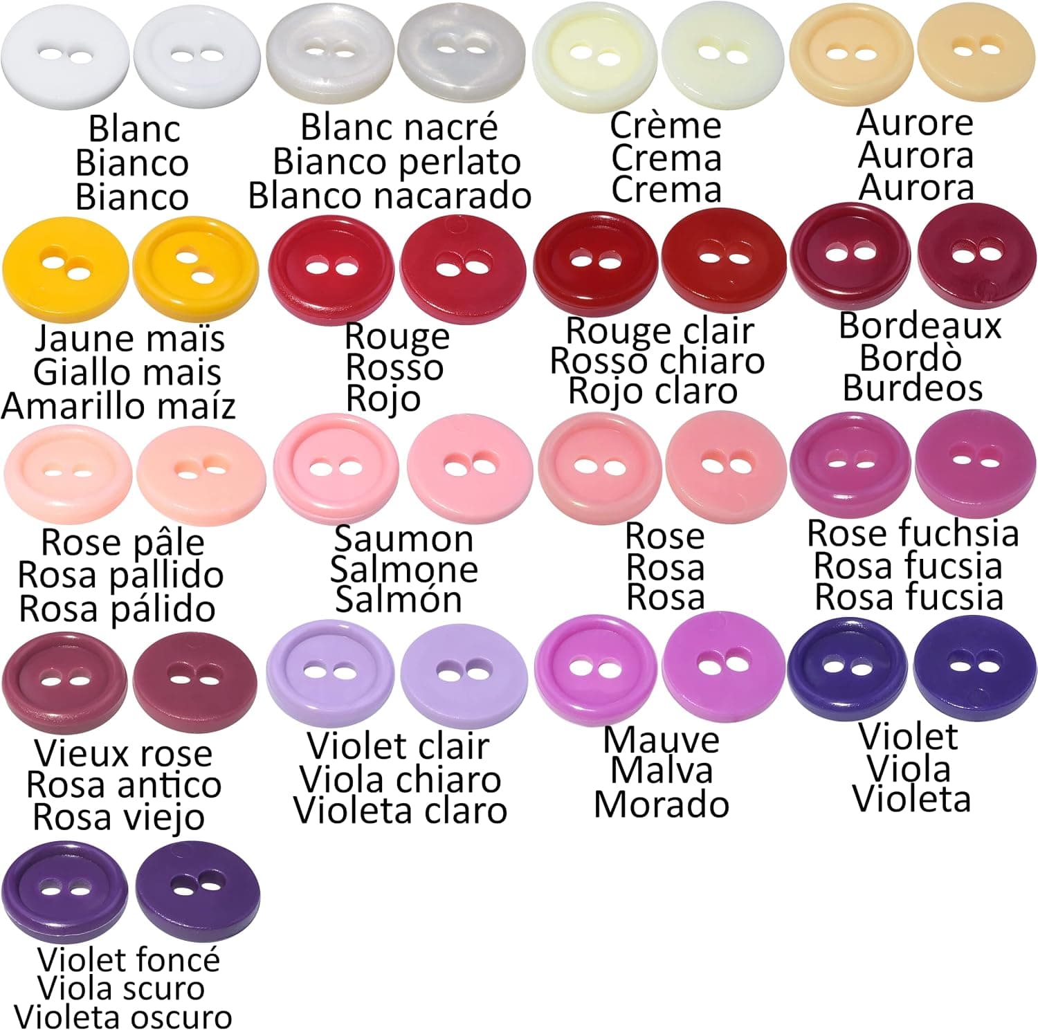 AERZETIX - C56354 - Lot de 100 Boutons à coudre ronds Ø11.5x2.2 mm à 2 trous - diamètre de l'ouverture 2 mm - couleur beige - en plastique - loisir créatif décoration couture mercerie mode