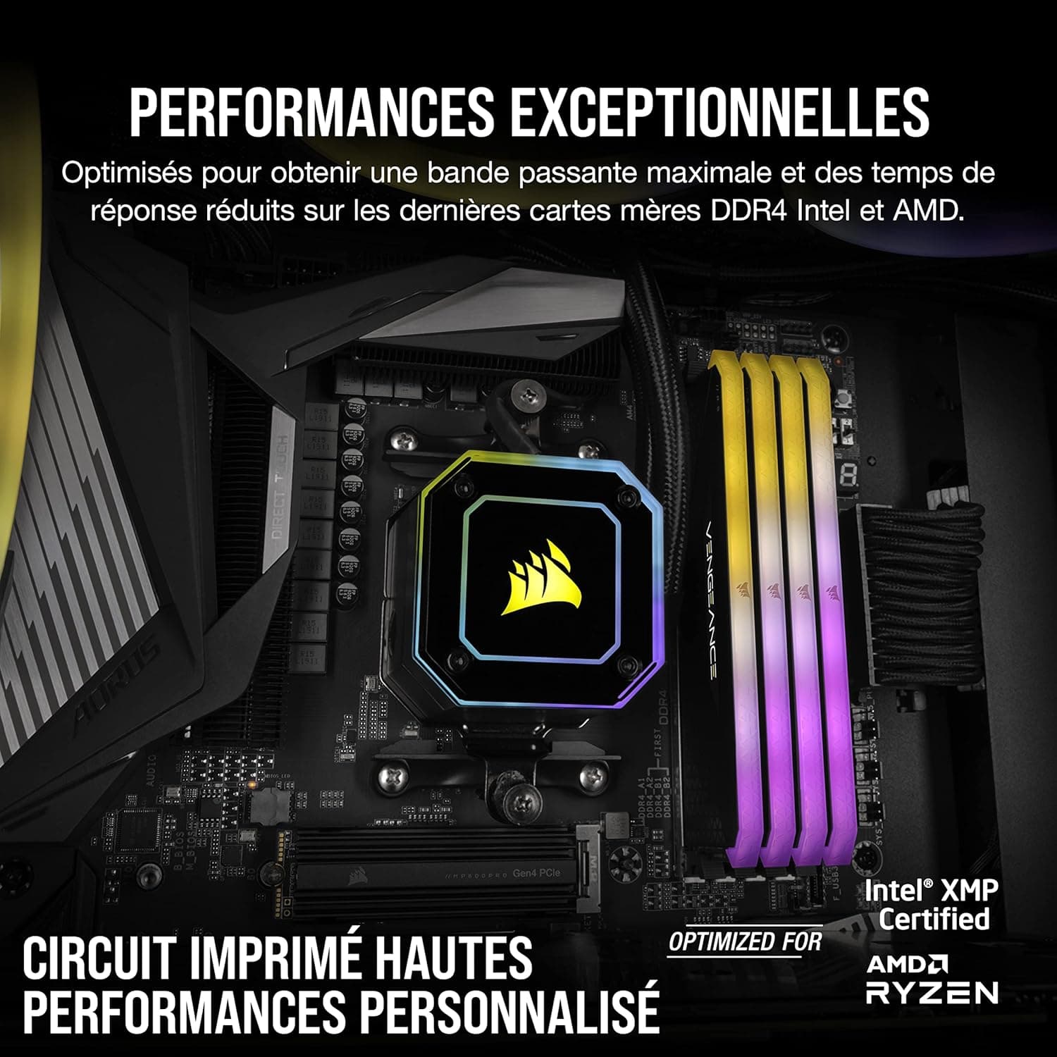 Corsair Vengeance RGB RS 16Go (2x8Go) DDR4 Jusqu'à 3200MHz C16 Mémoire de Bureau (Éclairage RGB Dynamique, Temps de Réponse Serrés, Compatible avec Intel & AMD 300/400/500 Series) Noir