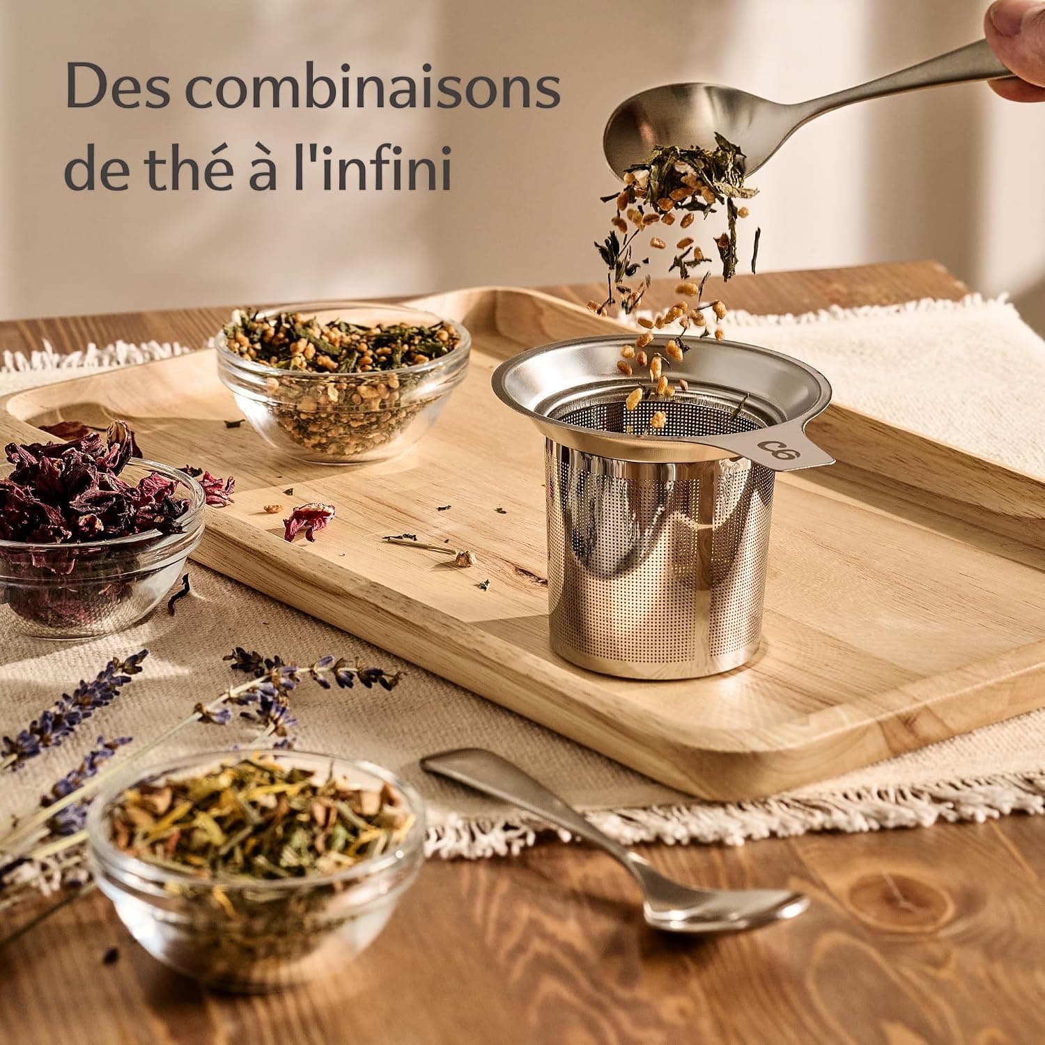 Cosumy Tasse à Thé avec Infuseur et Couvercle 400ml Grand - Céramique - Reste Chaud Longtemps (Rouge Rubis)
