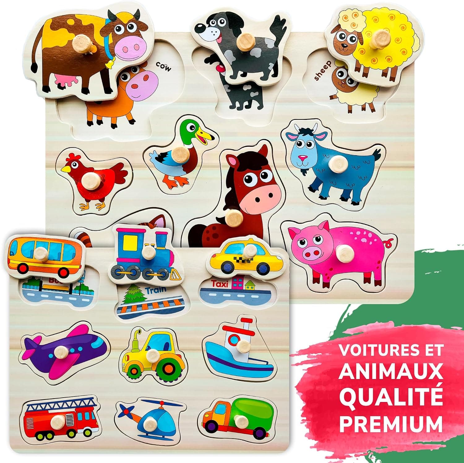 Puzzle Bois pour Enfants 1 à 3 Ans - Puzzle Bébé 18 Mois