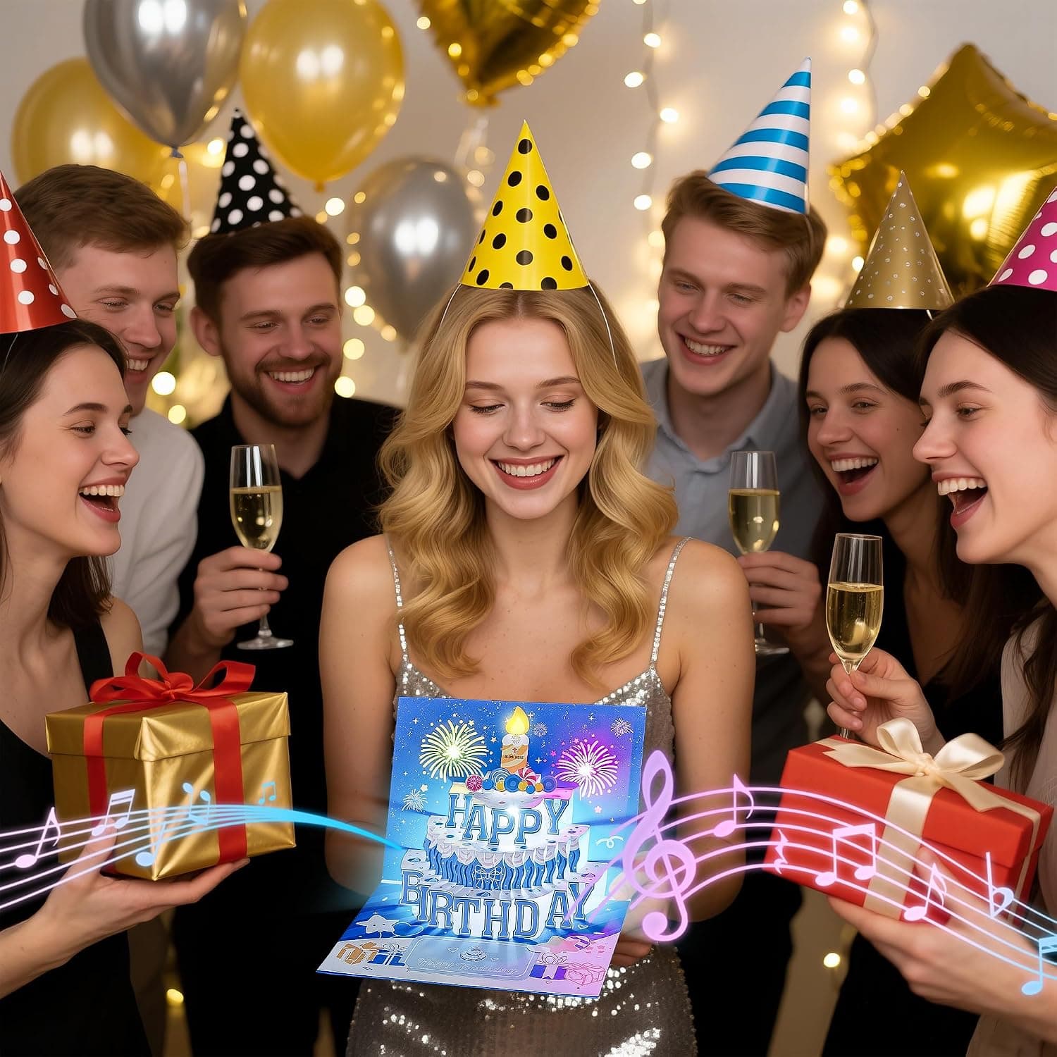 Carte anniversaire musicale 3D bougie soufflée Woukksy lumière