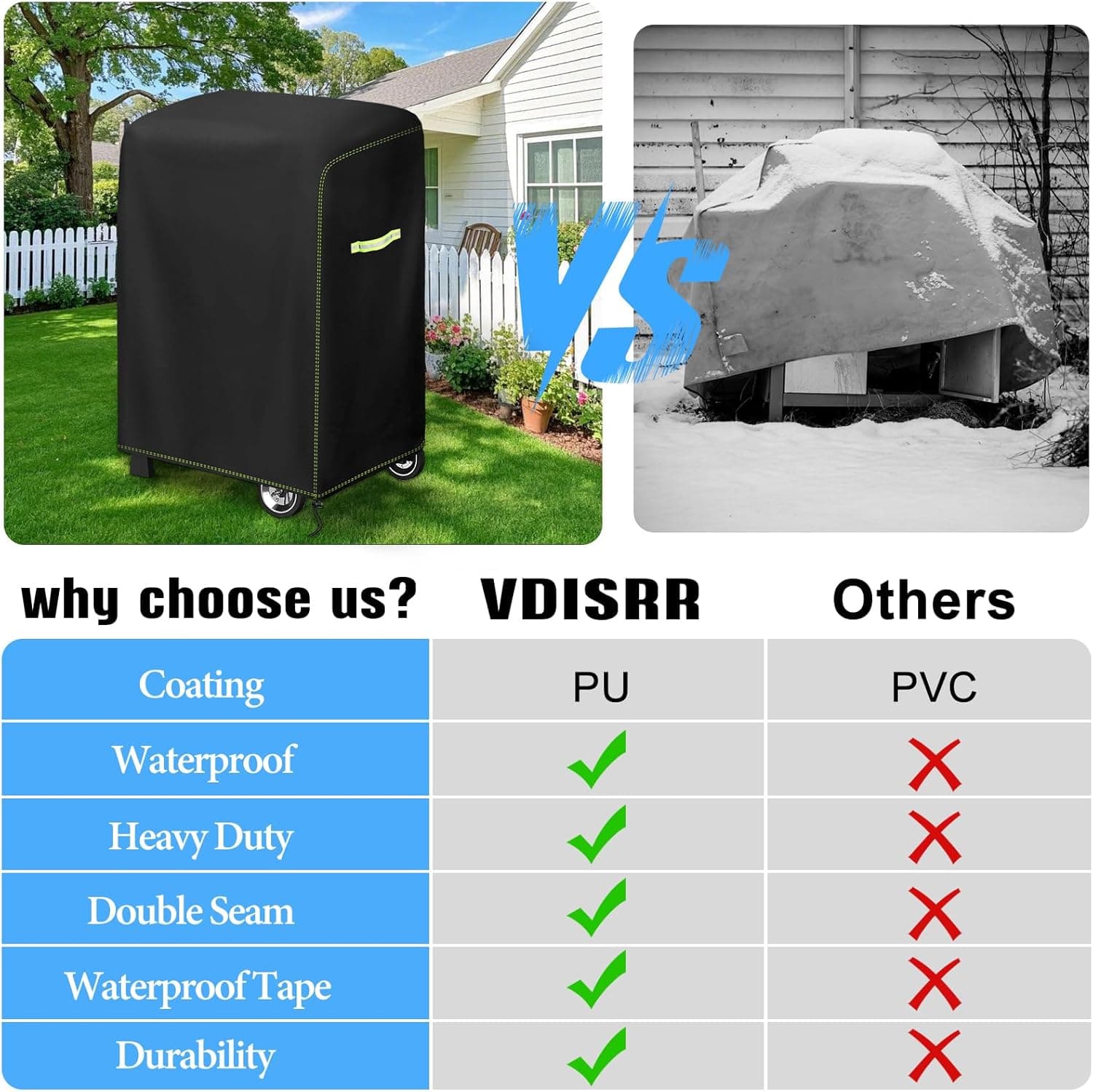 VDISRR Housse Barbecue Exterieur, 420D Oxford Bache Barbecue Exterieur 77 * 70 * 110cm pour Barbecue Weber Spirit E-210 avec Plateaux, Housse De Protection Anti-Vent/Solei/l'eau