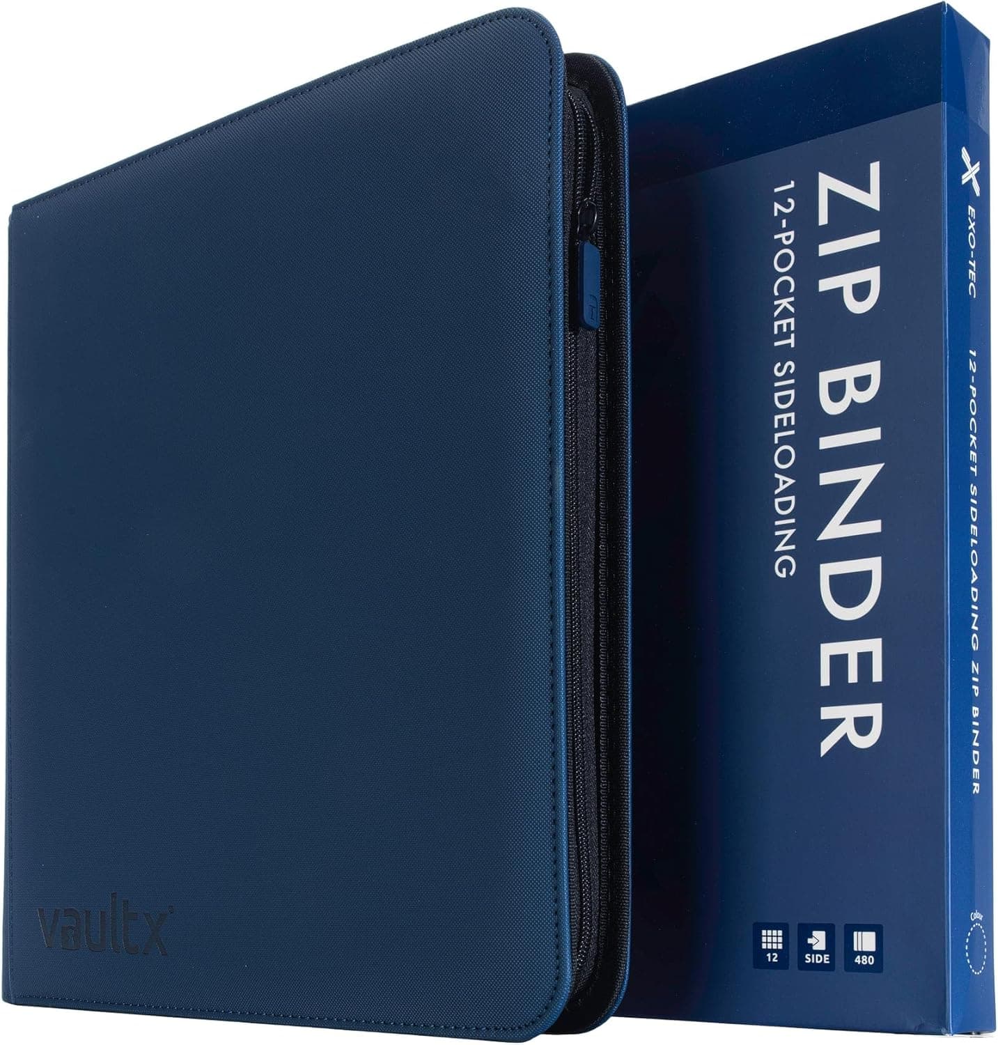 Vault X Exo-Tec® Classeur à 12 compartiments pour cartes à collectionner avec fermeture à glissière - 480 pochettes latérales