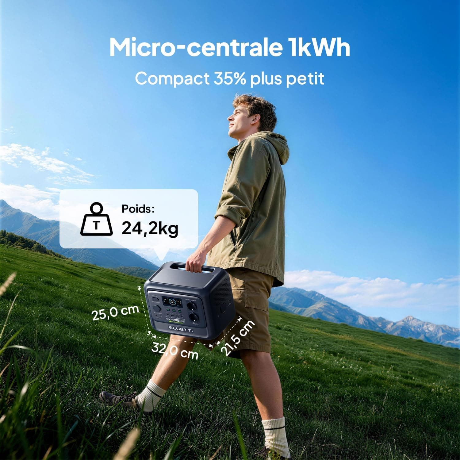BLUETTI Elite 100 V2 Biomatériau 1024Wh Générateur Électrique Portable | Coque écologique 35% plus compacte. Batterie LiFePO4. Pour camping et pannes de courant.