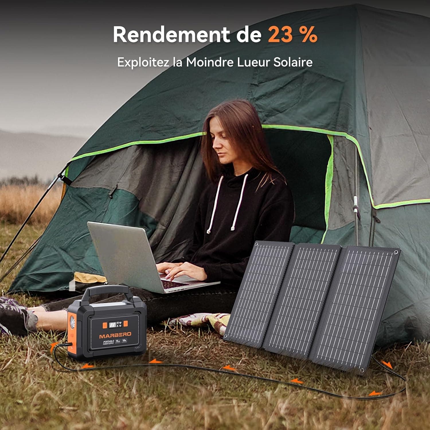 MARBERO 98Wh Station Électrique Portable avec Panneau Solaire Pliable 30W