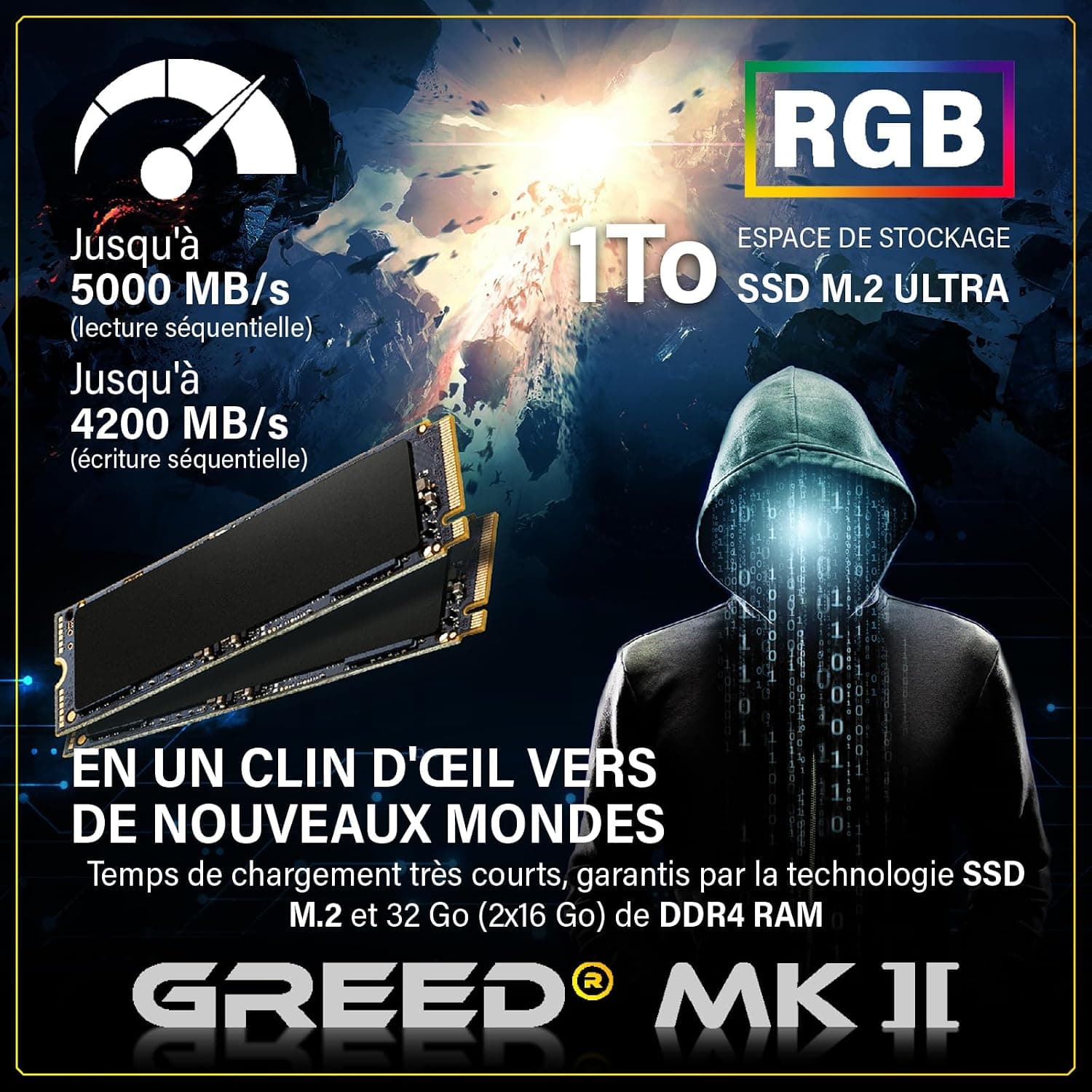 Greed® MK2 - PC Gamer - AMD Ryzen 7 5700X + AMD Radeon RX 9060 XT (8Go)