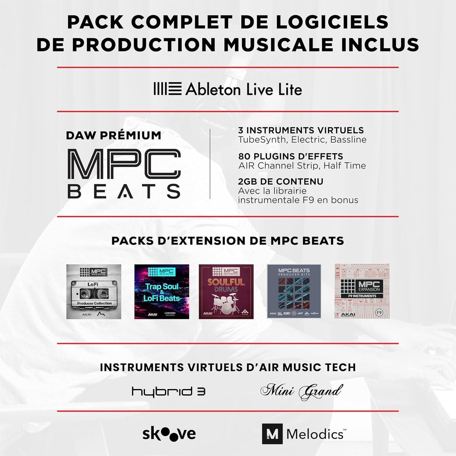 M-AUDIO Oxygen 49 MKV Controleur Clavier USB MIDI | 49 Touches Veloci-Sensibles, 8 Pads, 8 Boutons, 9 Faders et Logiciel DAW Inclus, pour Production Musicale