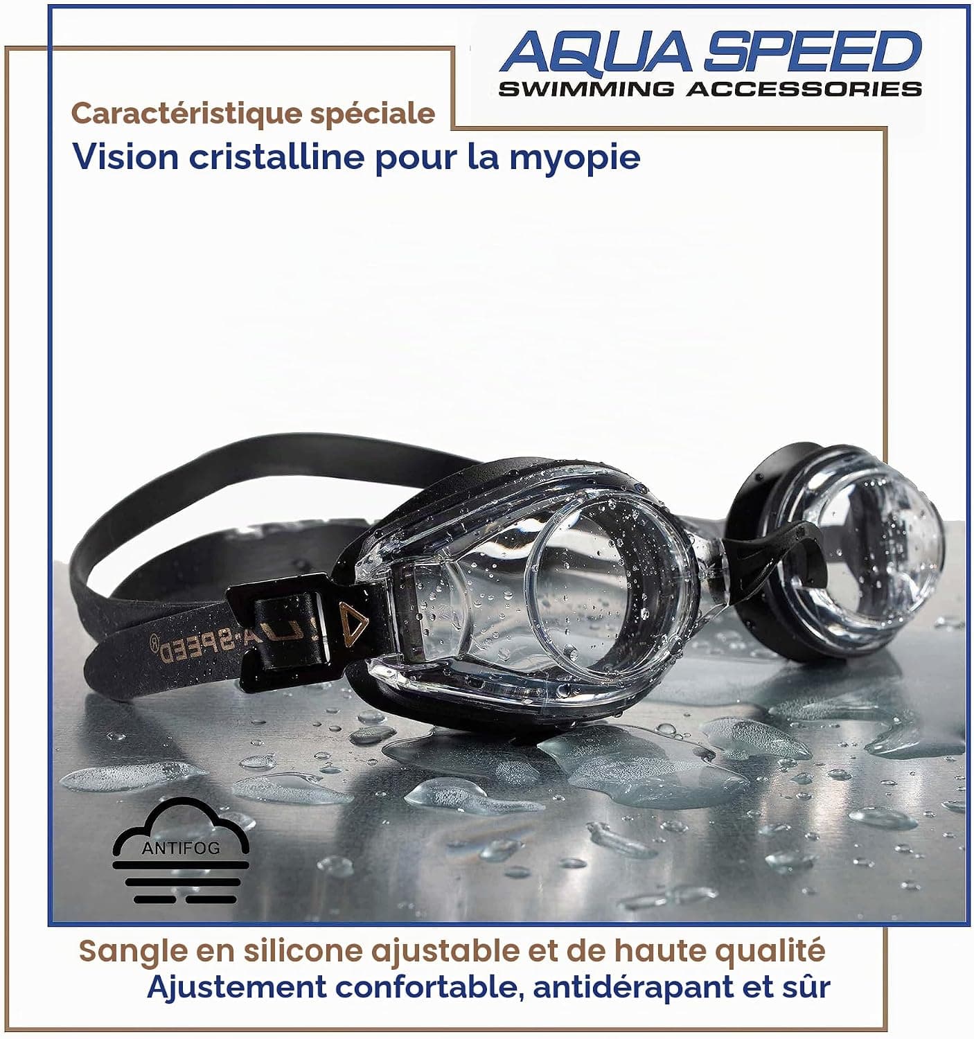 Aqua Speed ® Lumina, Lunettes de Natation avec dioptries de -1,5 à -8,0 / UVA/UVB de 100%