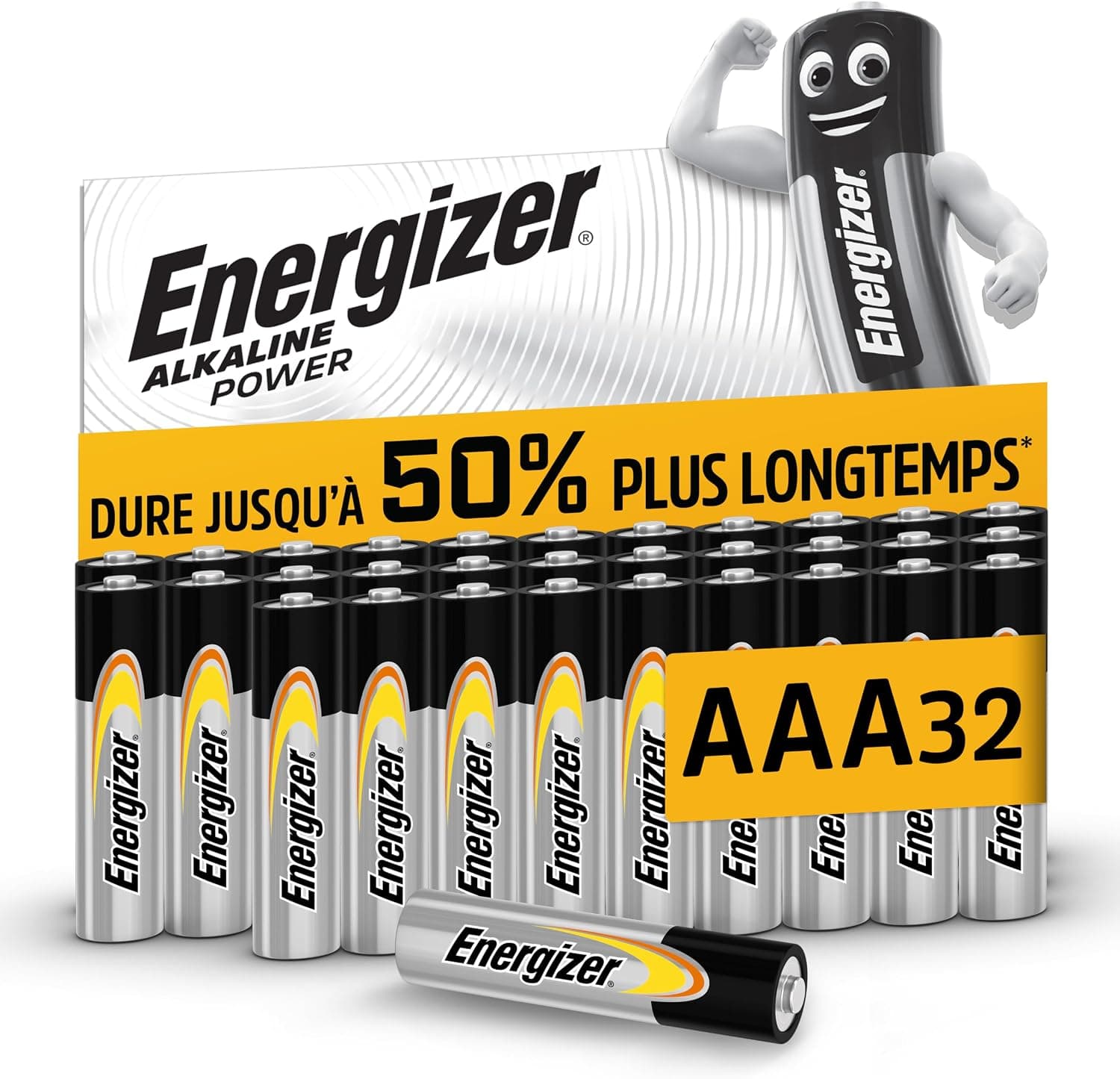 Energizer Alkaline Power - Piles AAA (Lot de 32) - Alcaline 1,5V - Énergie Longue durée - Idéales pour Les appareils du Quotidien - Emballage 100% Recyclable - Conservation 7 Ans [Exclusivité Amazon]