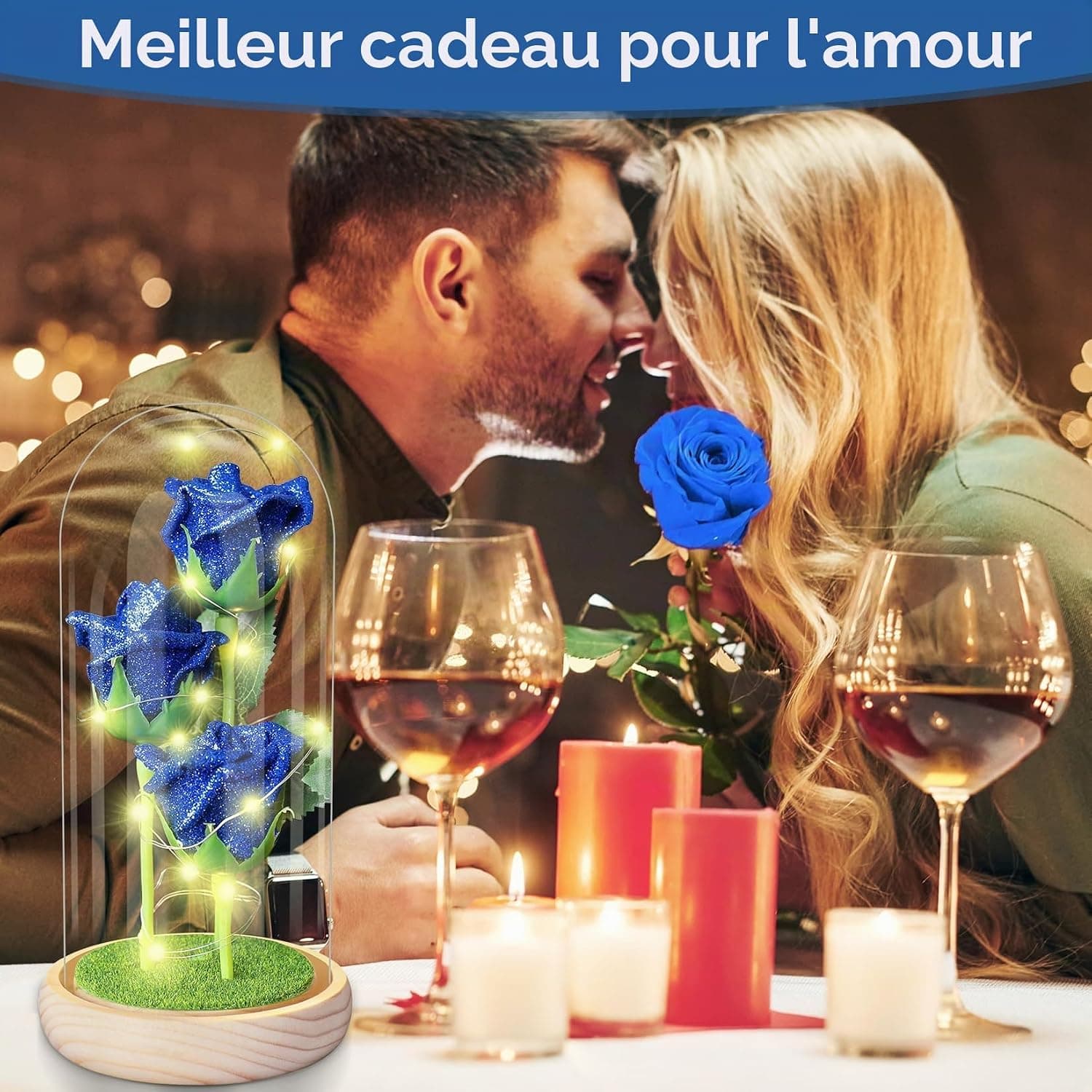 Rose Eternelle sous Cloche, Cadeau Maman,Rose Eternelle la Belle et la Bete, Rose Eternelle avec LED dans Un Dôme en Verre,Cadeau Saint-Valentin Cadeaux pour Les Femmes,Maman, Grand-mère