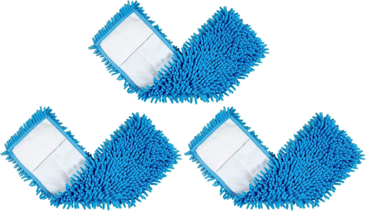 BIOHY Mop | Mop en Chenille | Bleu 50 cm (Lot de 3) | Idéal pour Nettoyer Les Surfaces délicates et Lisses