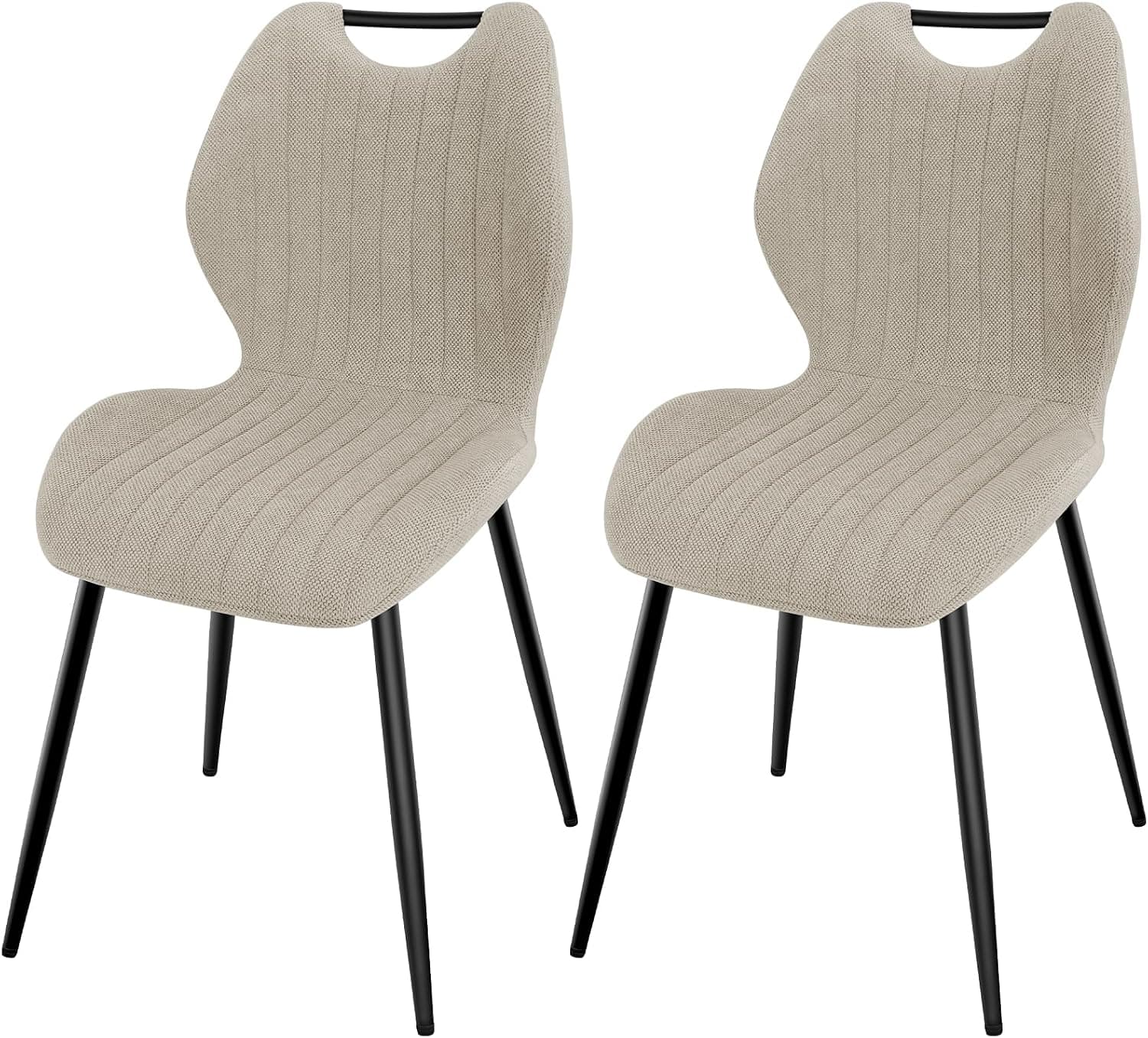 LEWE Chaises de Salle à Manger Lot de 2, Chaises de Cuisine Chaise Rembourrée avec Pieds en Métal, Chaise de Maquillage avec Dossier en Tissu, Chaises pour Salle à Manger Salon Cuisine