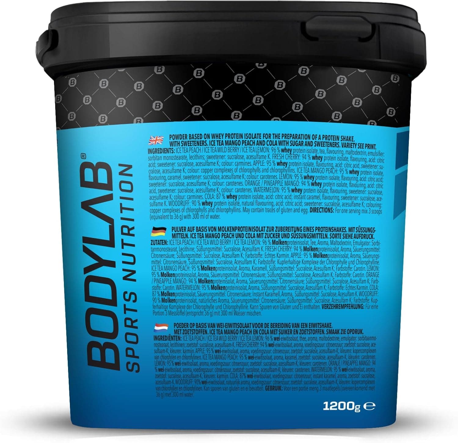 Bodylab24 Clear Whey Isolate Mojito 1200 g, shake protéiné composé jusqu'à 96 % d'isolat de protéines de lactosérum de qualité supérieure, boisson fruitée rafraîchissante, la poudre de protéines de