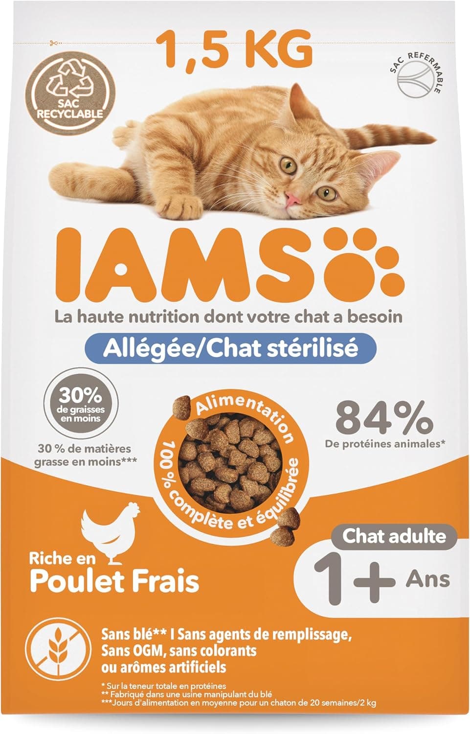 IAMS Advanced Nutrition Chat Stérilisé Contrôle du Poids Poulet 1,5 kg