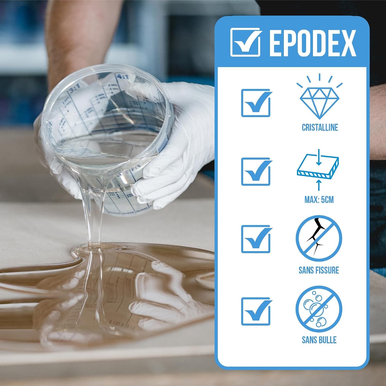 EPODEX PRO+ Résine époxy jusqu’à 5cm, CLEAR - Transparent, 1,5kg