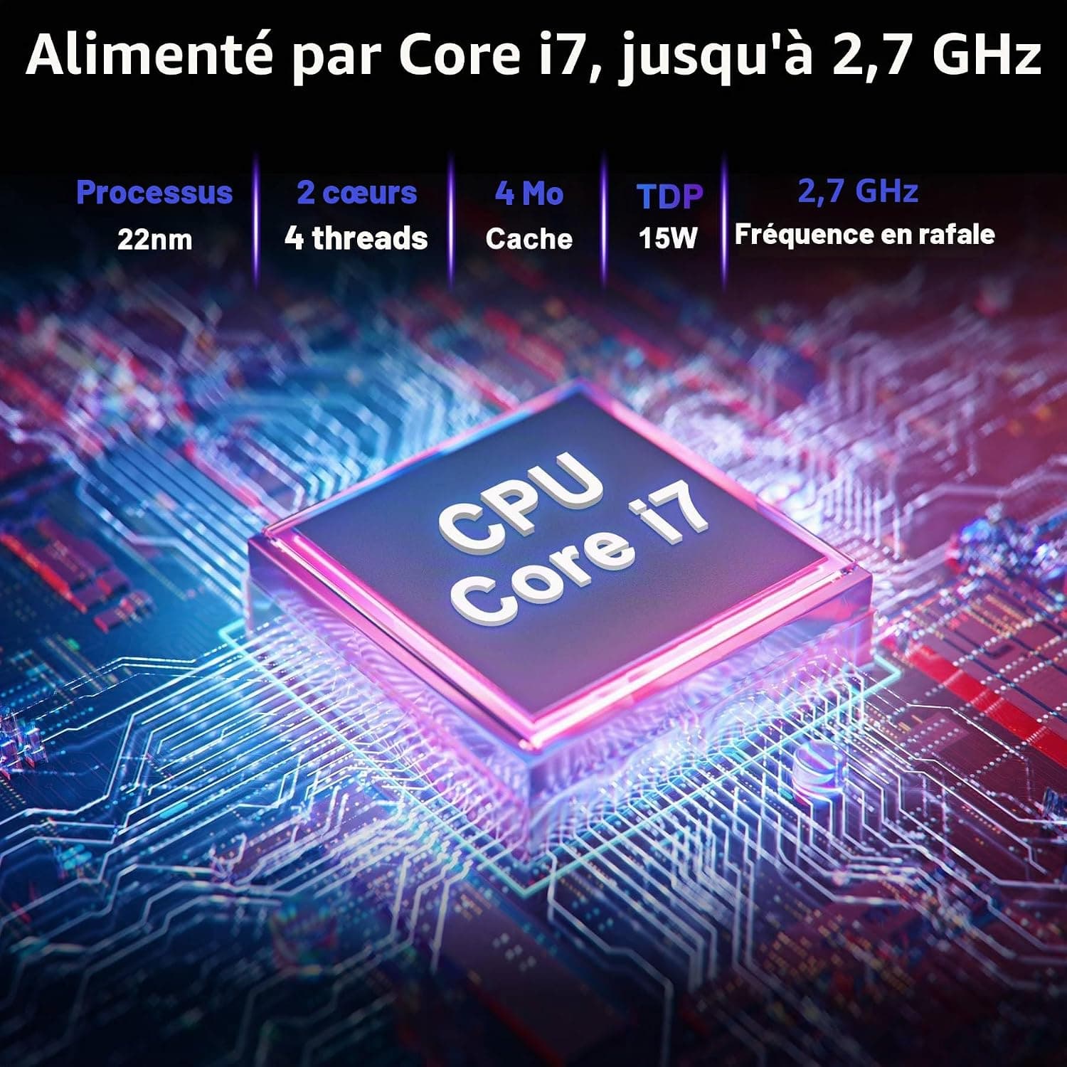 PC Portable 14 pouces FHD, Processeur Core i7, 8 Go RAM, 256 Go SSD