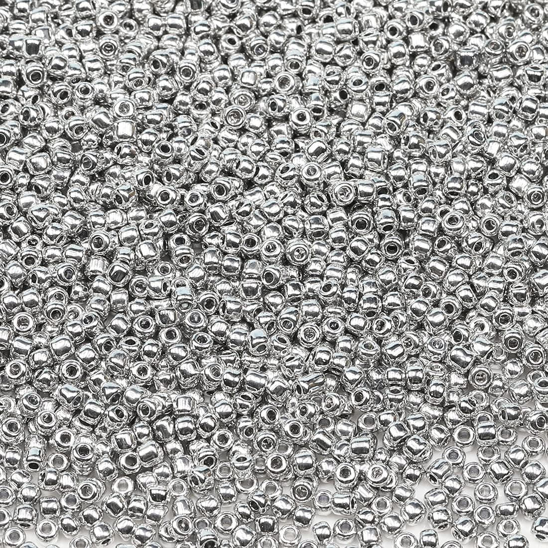 Bala&Fillic perles de rocaille 3mm Argent couleur, 3600pcs/100Grammes,8/0 perles de verre pour la fabrication de bracelets, colliers et boucles d'oreilles (Argent)