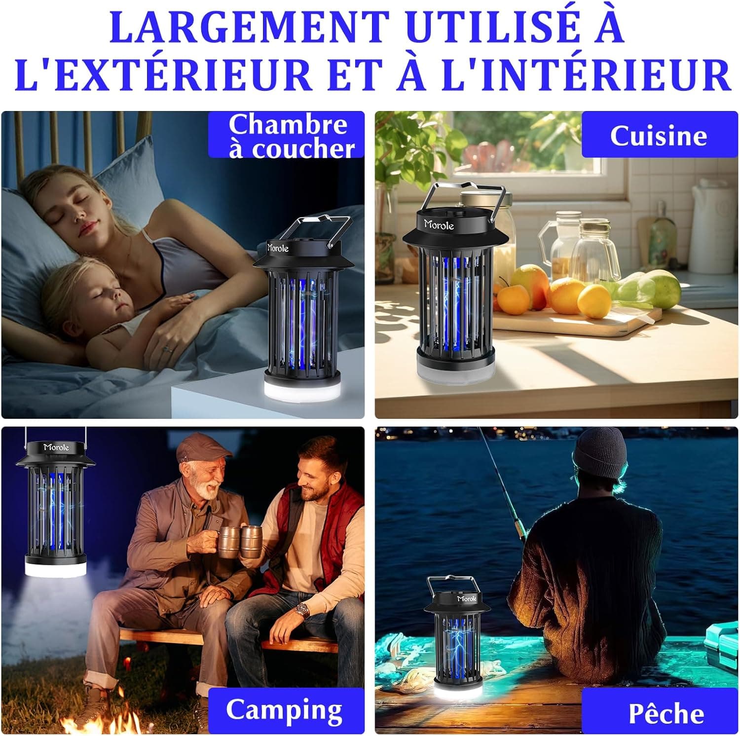 Lampe Anti Moustique 4200V USB-C, Tue Mouche Electrique UV Portable