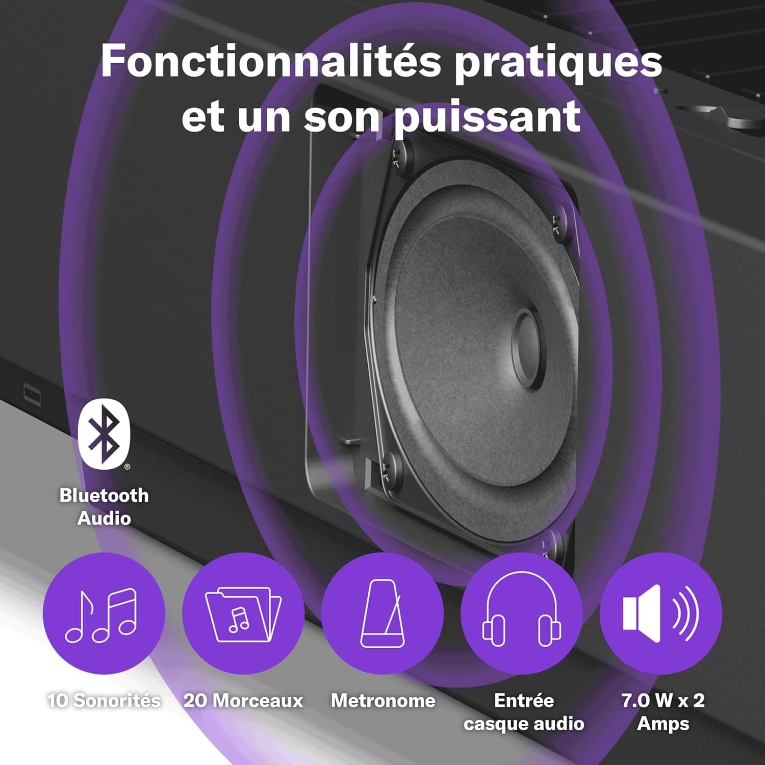 Yamaha P-145BT Piano Numérique – Léger et portable avec clavier Graded-Hammer-Compact à 88 touches et 10 sonorités, Bluetooth – Noir