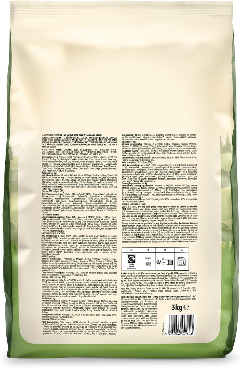 by Amazon Grainfree Recipe Dry Cat Food (Senior) with Fresh Chicken - 3kg (Anciennement Une Marque Lifelong, même Produit)