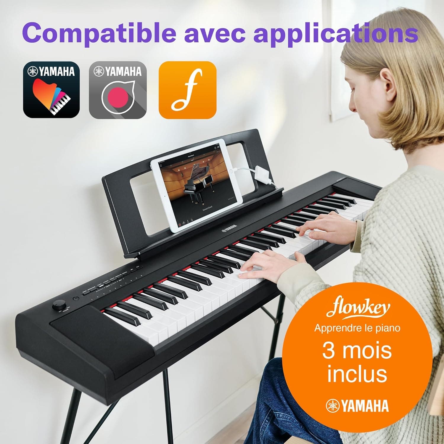 Yamaha Piaggero NP-15 Clavier numérique avec 61 touches et 15 voix instrumentales, léger et portable