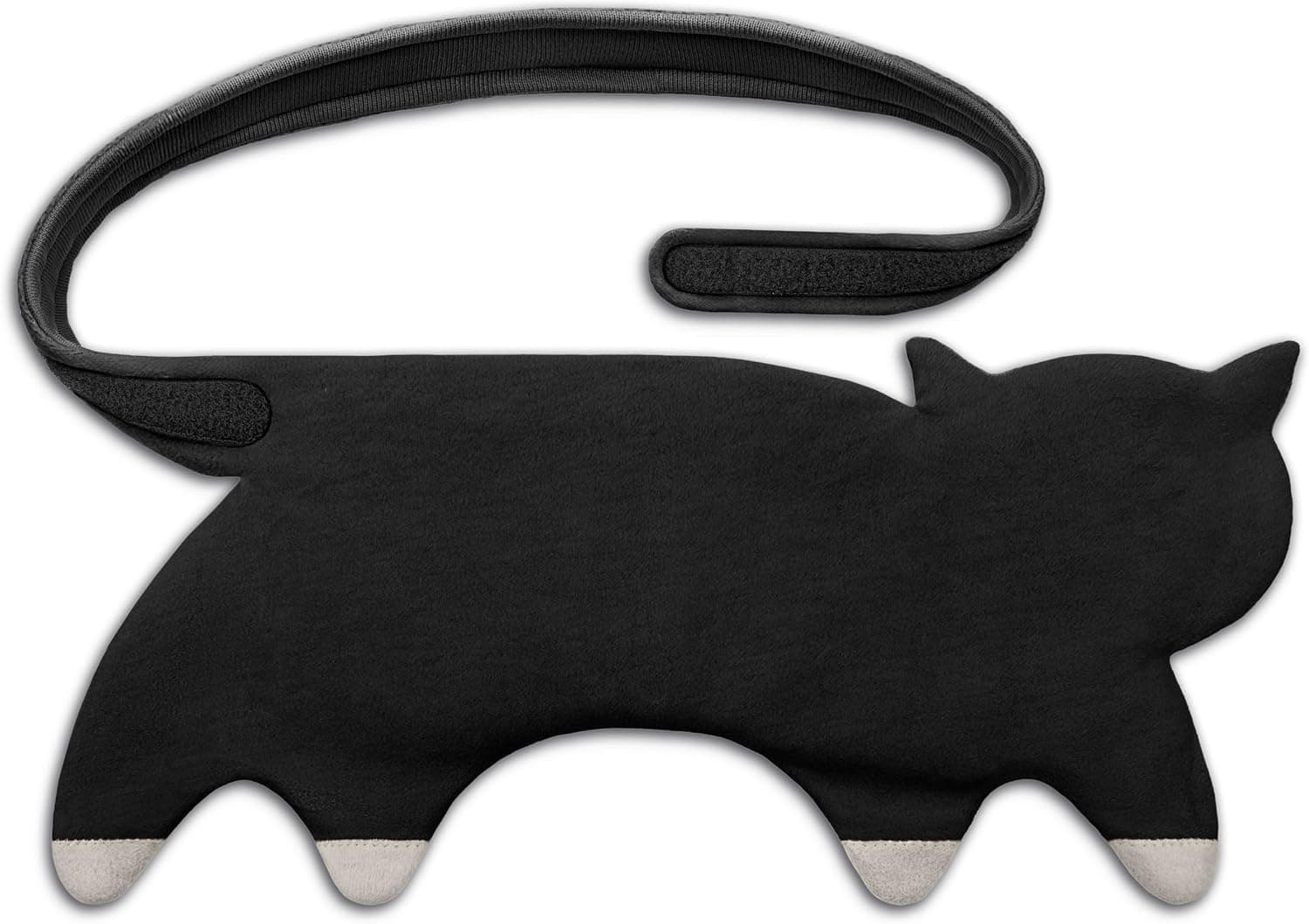 LESCHI Coussin chauffant micro-ondes en coton 100% bio, 10 compartiments, Chat noir, Bouillotte graines de blé 100% bio, Bouillotte micro-ondes idéale pour soulager les douleurs menstruelles