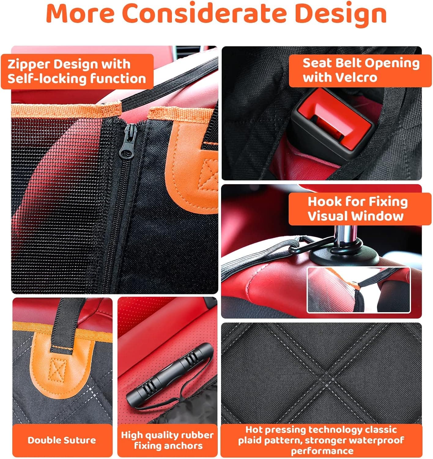 KYG Housse de Siège d'auto pour Chien Banquette Arrière Antidérapant et Imperméable Mise à Niveau Matérielle avec Fenêtre de Visualisation Protection Coffre Universelle Voiture 135X148 cm Noir