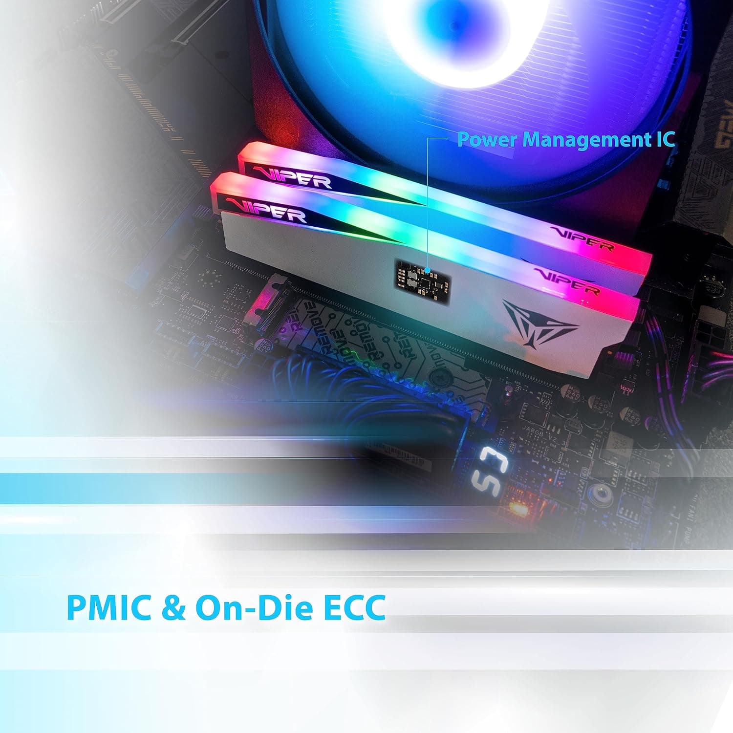 Patriot Viper Elite 5 RGB DDR5 32GB (2 x 16GB) 6000MT/s Kit - PVER532G60C30KW | Tension : 1,35 V. Prend en charge Intel XMP et AMD EXPO. Type de module : UDIMM.
