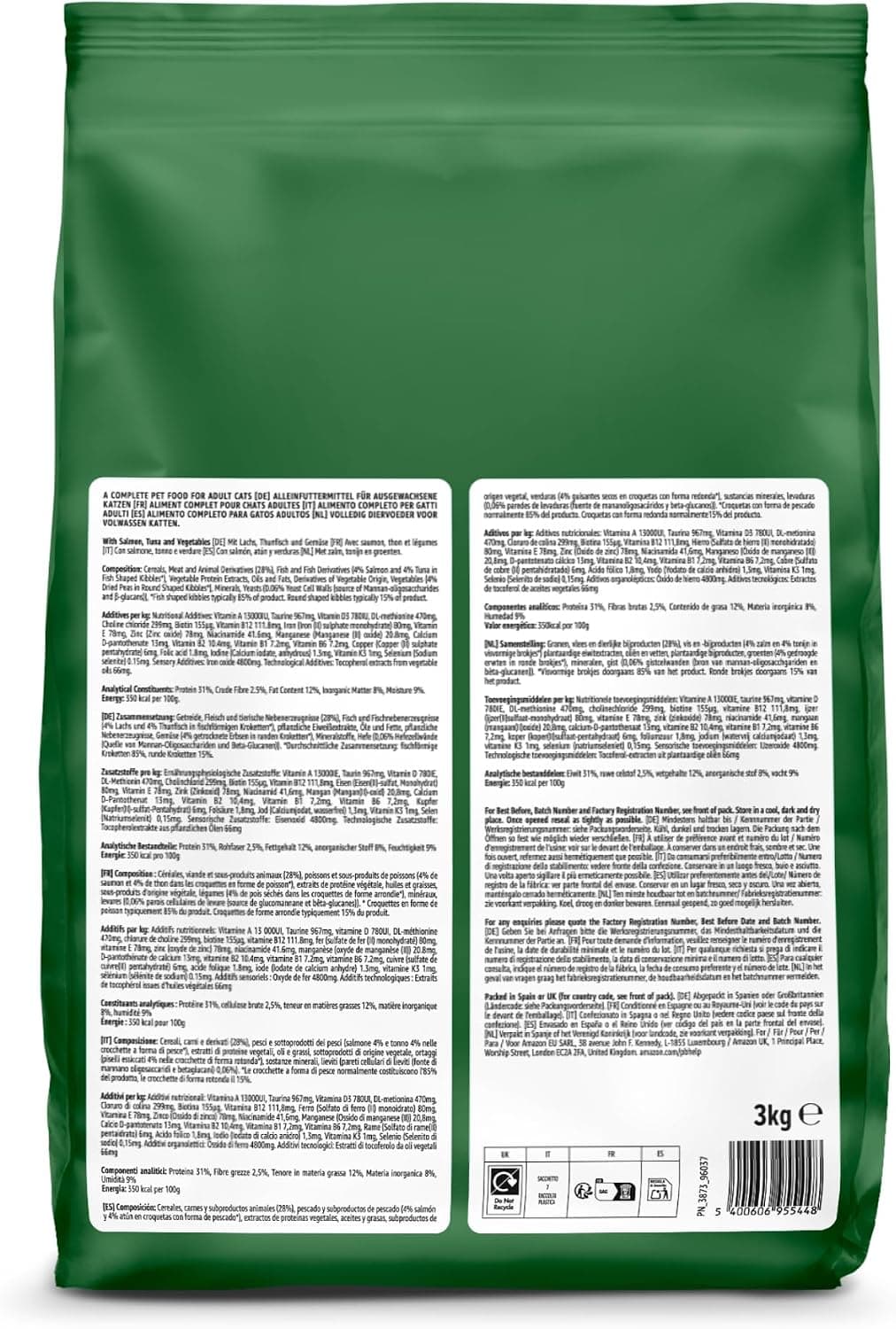 by Amazon - Croquettes complètes pour chats adultes au saumon, thon et légumes, 1 lot de 3kg