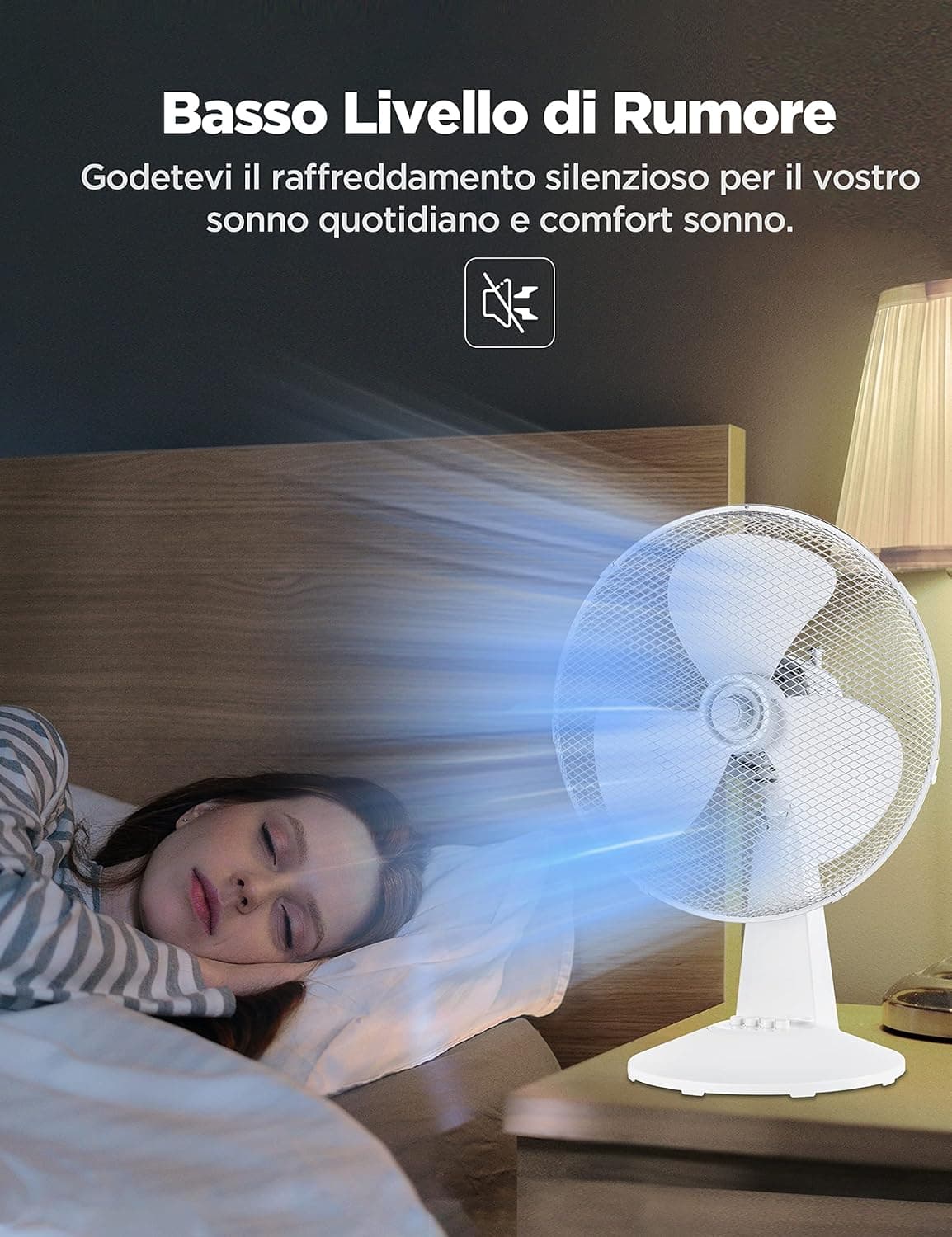 Midea FT40-21M Ventilateur de table 40 W Diamètre 40 cm Ventilateur silencieux Ventilateur à 3 pales, 3 niveaux de vitesse, oscillation 80° Blanc