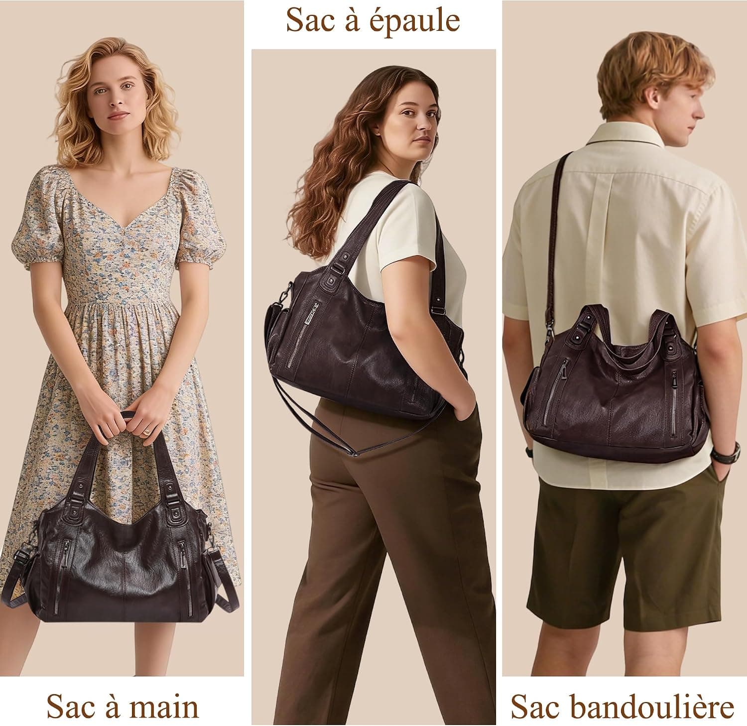 Sac À Main Femme PU, Sac Épaule Bandoulière, Cabas Moyen | Sac Moyen Femme Y2K Vintage, Style Rétro Élégant, Rigide Grande Capacité Pour Travail, Shopping, Voyage Quotidien