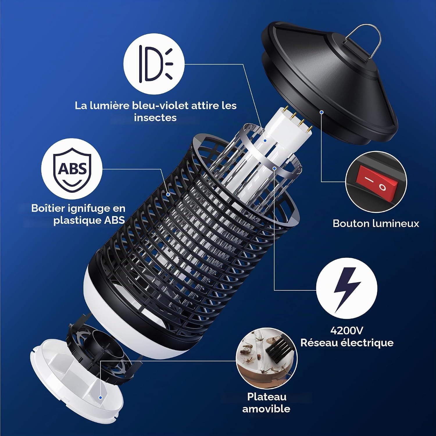Mowend Zapper Électrique Anti-Insectes 4200V, Anti-Moustique Électrique