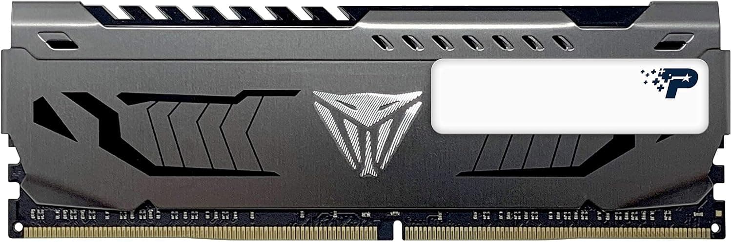 Mémoire Haute Performance Viper Steel RAM DDR4 3200 MHz 8Go (1x8Go) C16 Gris pour PC de Gamer Patriot Memory | Tension : 1,35 V. Prend en charge Intel XMP. Type de module : UDIMM.