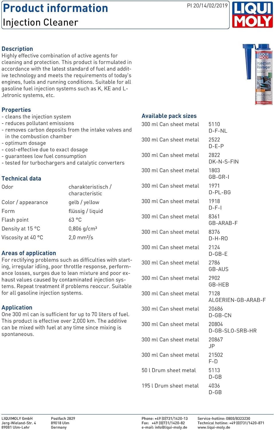 Liqui Moly Nettoyant pour injection 1803 300 ml