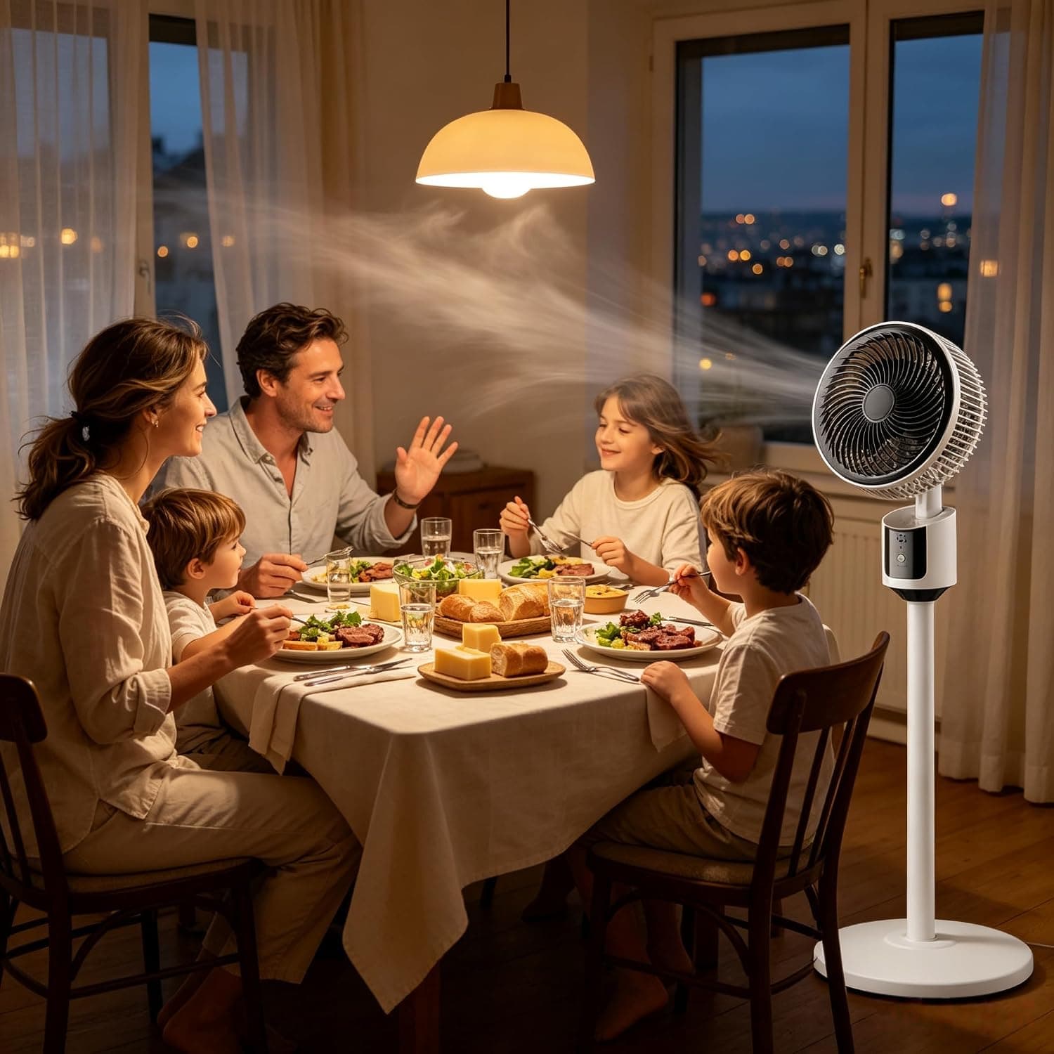 Ventilateur sur Pied USB | 3 Vitesses Réglables | Oscillation Manuelle Haut/Bas | Hauteur 80 cm | Faible Puissance 45 W | Ventilateur de Sol Stable et Silencieux | pour Maison Chambre Appartement