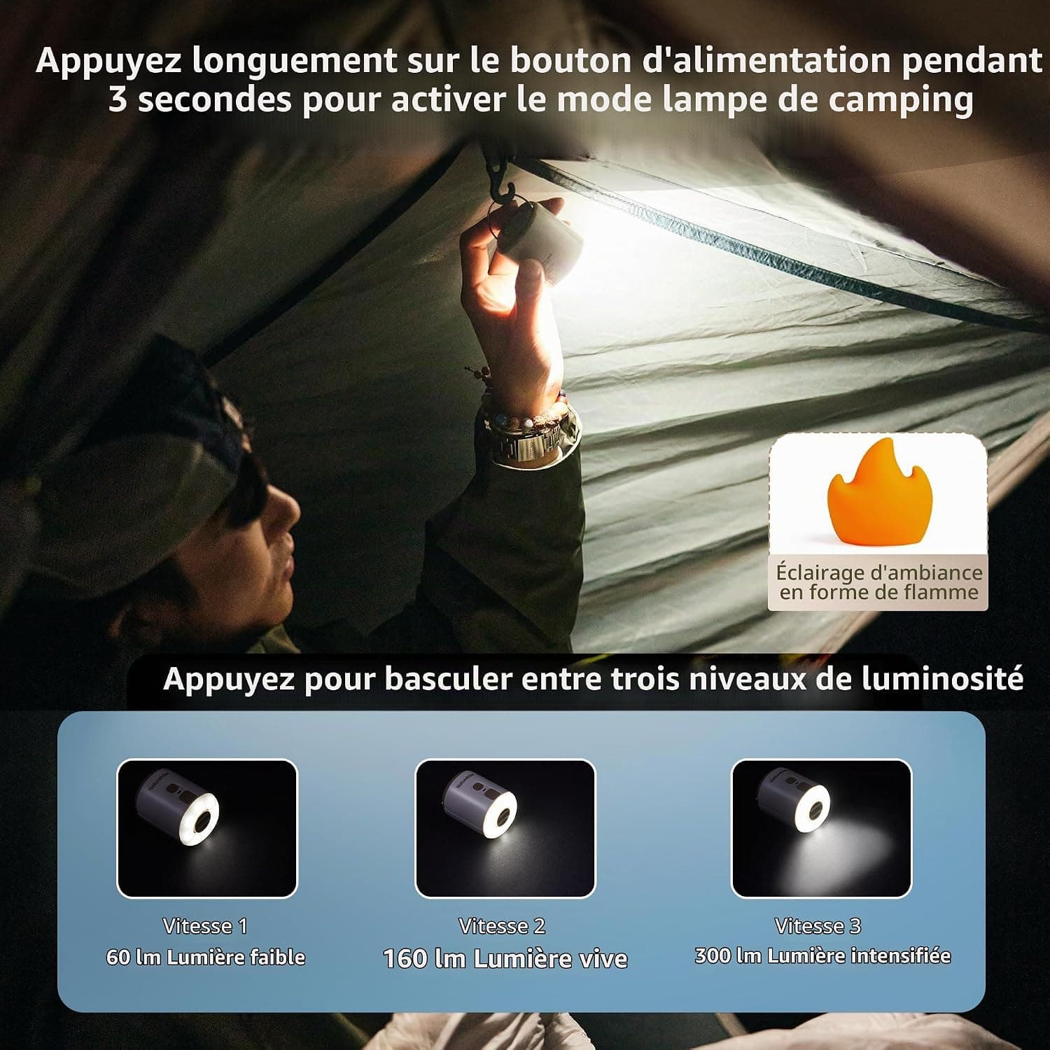 Naturehike Wind-Mini 1600 mAh Pompe à air à Batterie Rechargeable USB-C Mini Pompe à air de Camping Pompe à air électrique portative éclairée Pompe à air sur Coussin d'air avec 6 Buses d'air