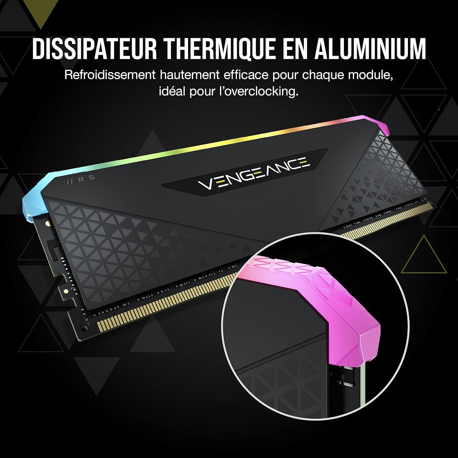Corsair Vengeance RGB RS 16Go (2x8Go) DDR4 Jusqu'à 3200MHz C16 Mémoire de Bureau (Éclairage RGB Dynamique, Temps de Réponse Serrés, Compatible avec Intel & AMD 300/400/500 Series) Noir