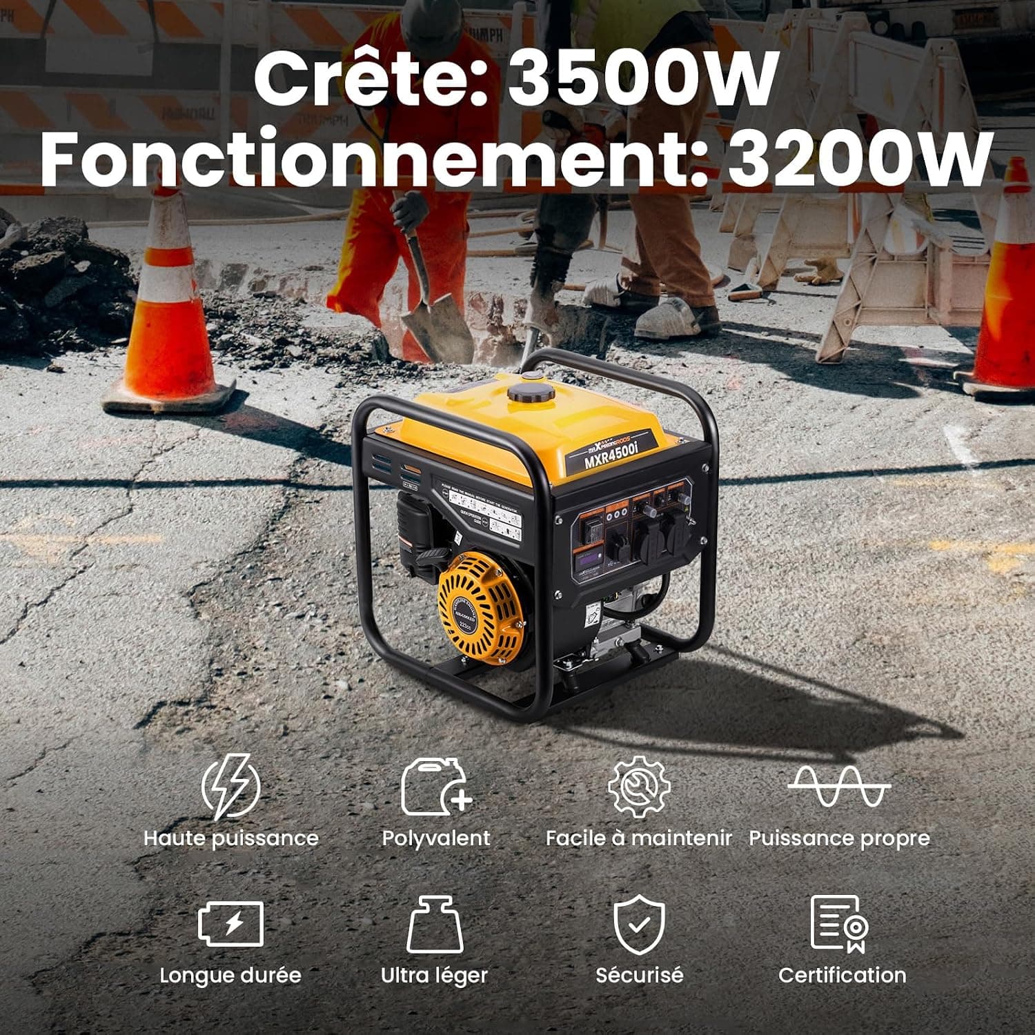 maXpeedingrods générateur électrique portable 3500W essence inverter 4temps