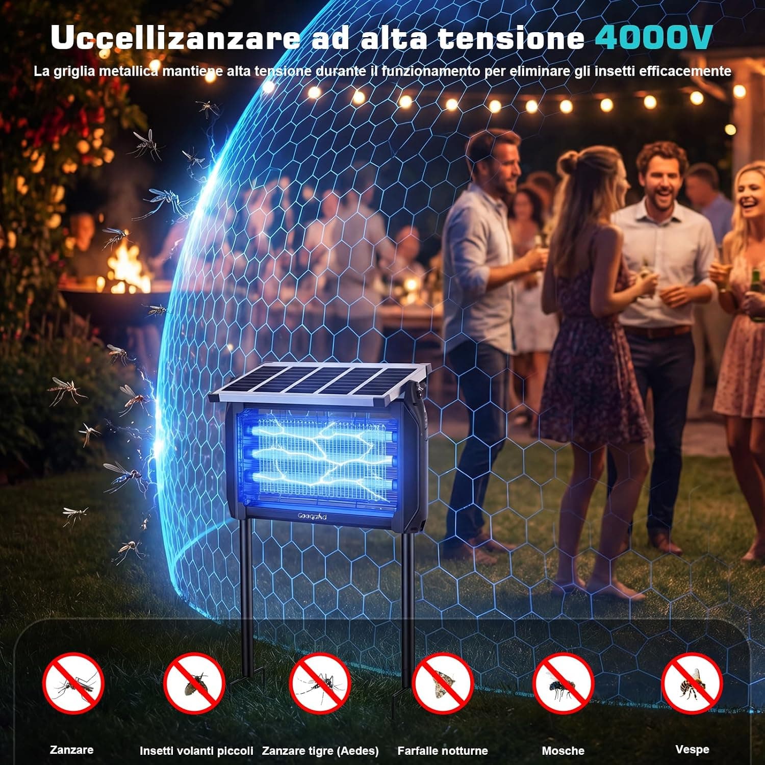 Désinsectiseur Électrique Solaire 10W Extérieur - Lampe Anti-Moustiques
