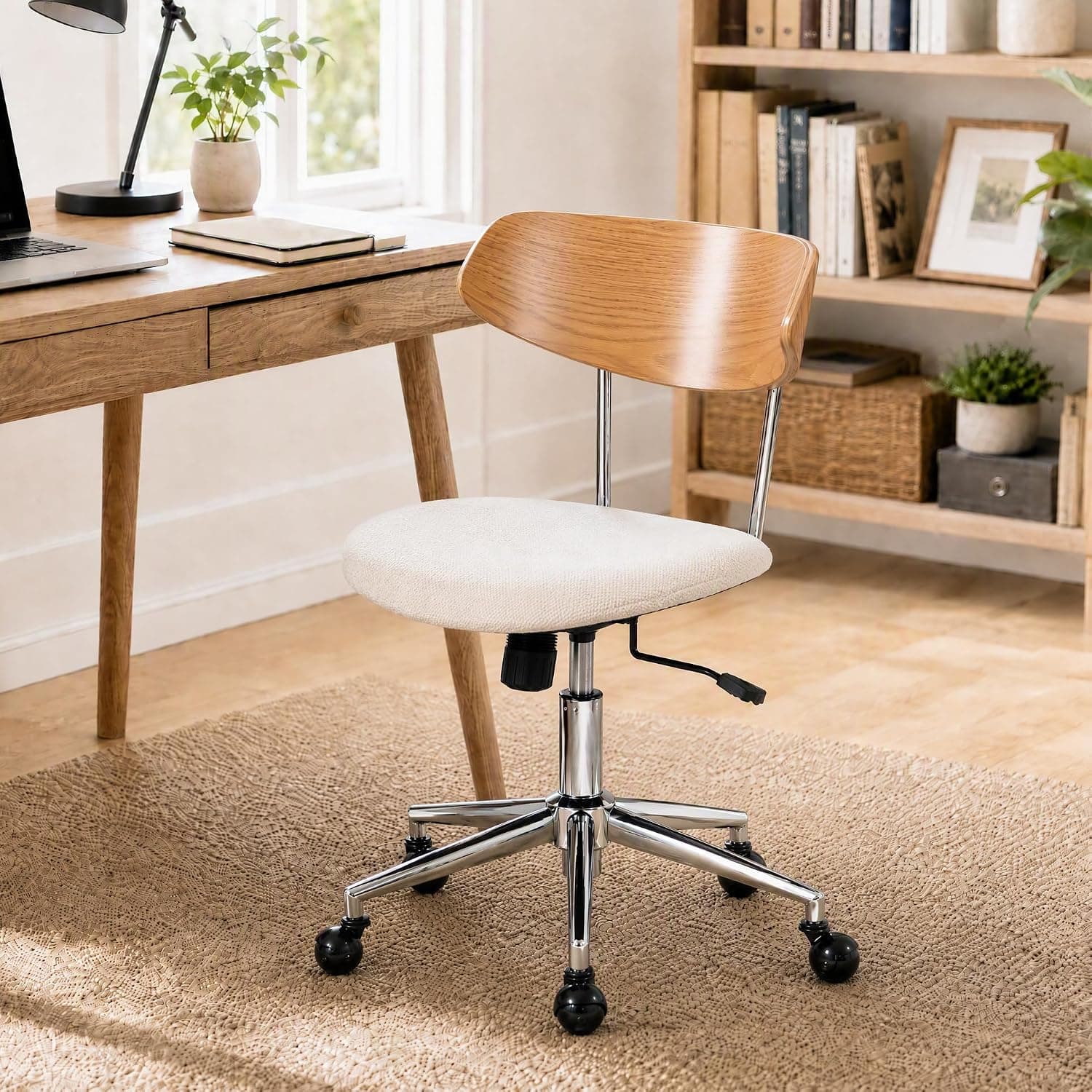 YOUNIKE Chaise de Bureau Pivotante Réglable en Hauteur, Beige