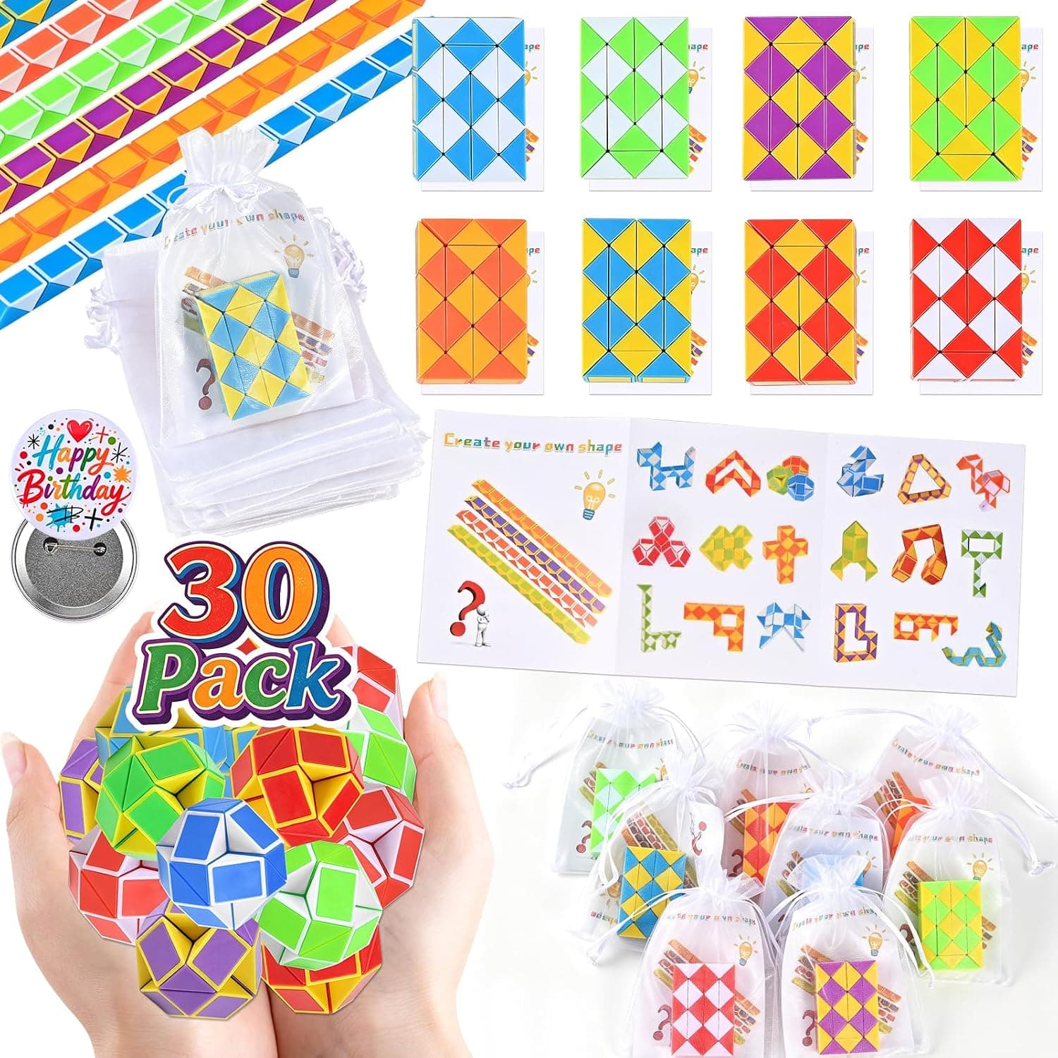 GOLDGE Kit Cadeaux Anniversaire Enfants 30 Pièces, Mini Serpents Magiques