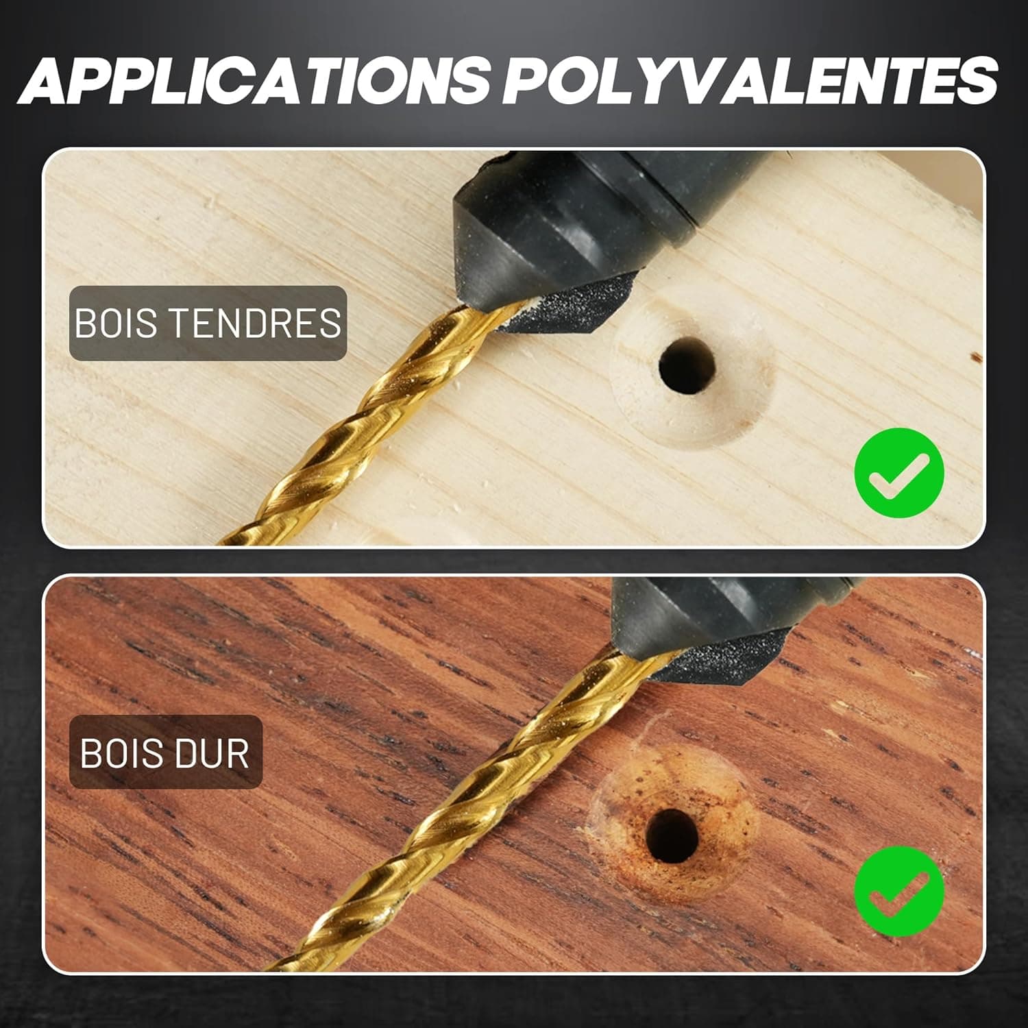 EZARC Lot de 12 forets coniques réglables pour le travail du bois avec boîte de rangement