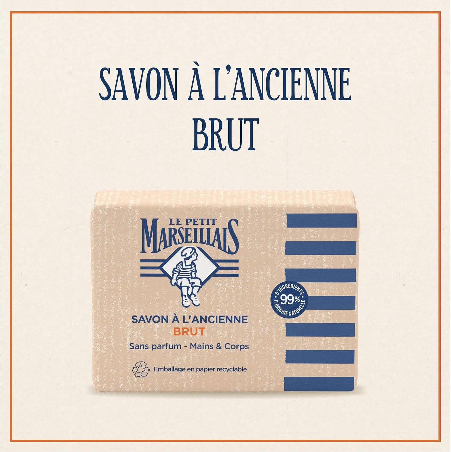 Le Petit Marseillais Savon à l'Ancienne Brut Sans Parfum, pain de 300 g