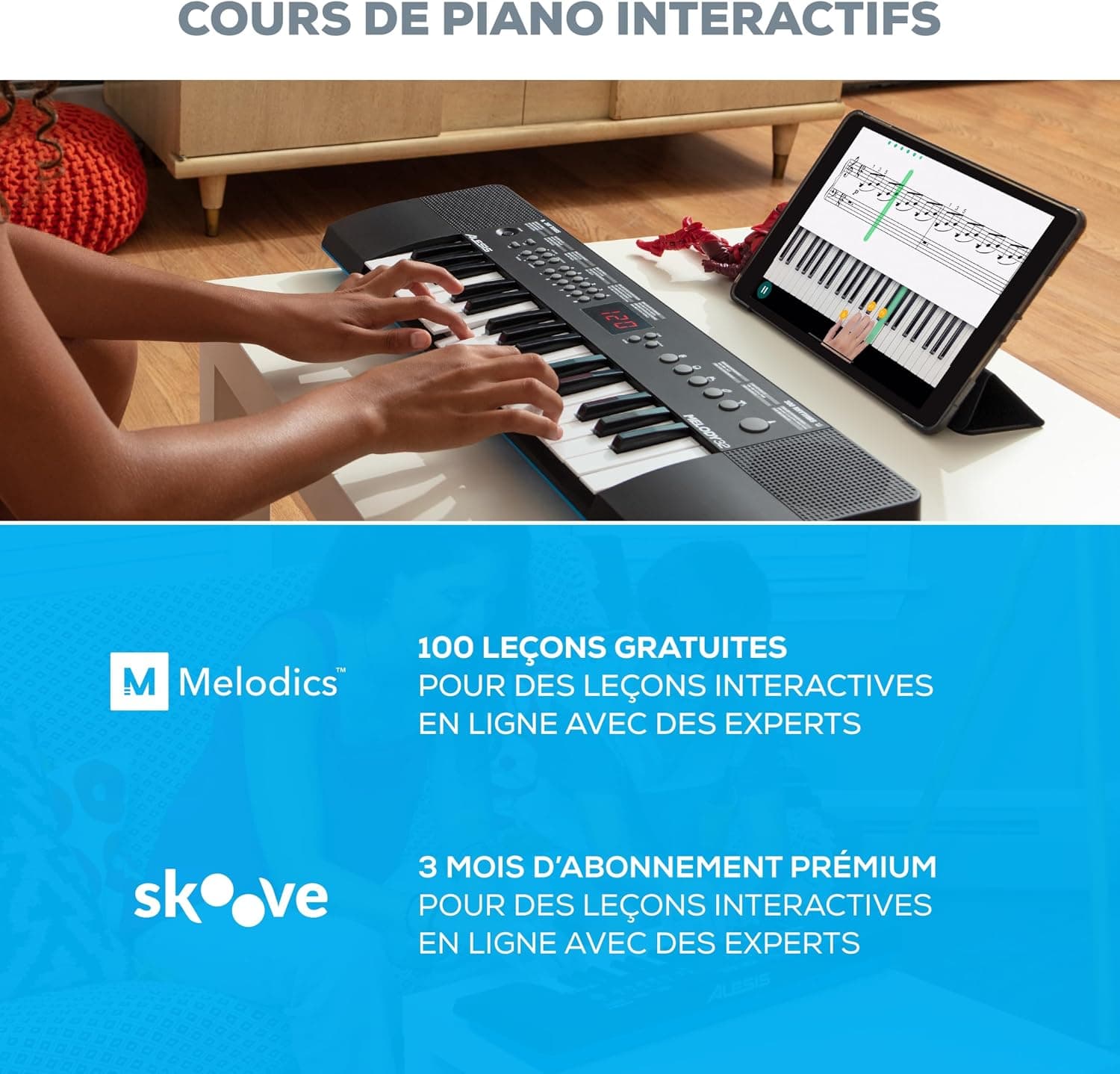 Alesis Melody 32 Mini Clavier Piano | 32 Touches, 300 Sons, Alimentation USB/Pile, Cours de Piano Inclus, pour Débutants