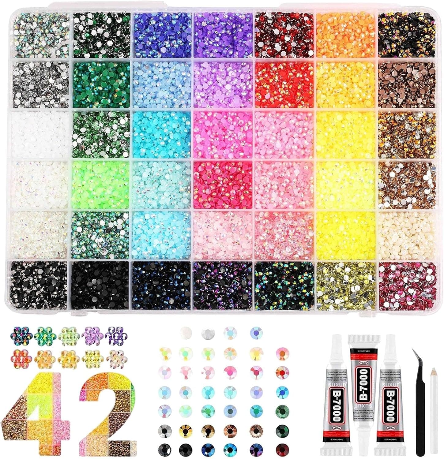 Kit 32 000 Strass Résine 3 Mm À Dos Plat, 42 Couleurs