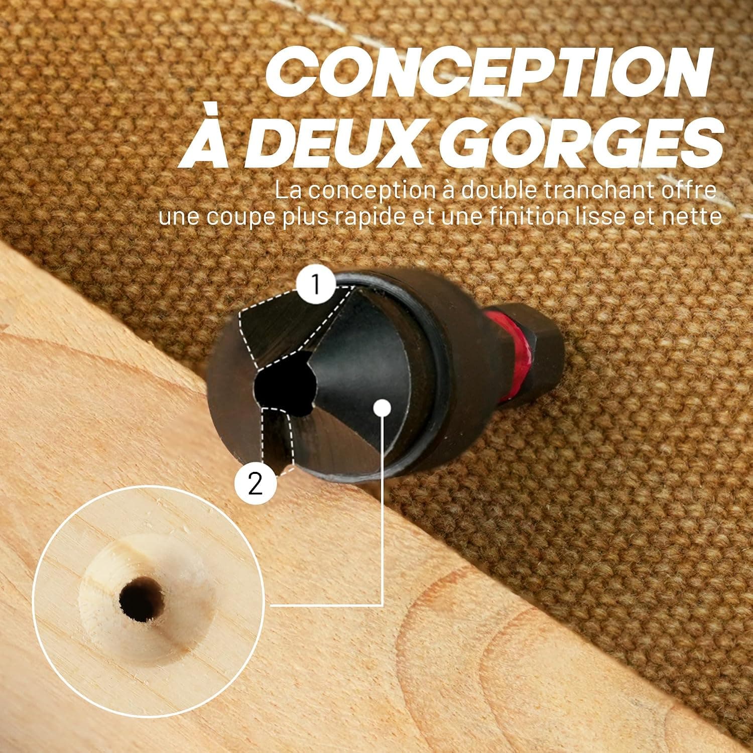 EZARC Lot de 12 forets coniques réglables pour le travail du bois avec boîte de rangement