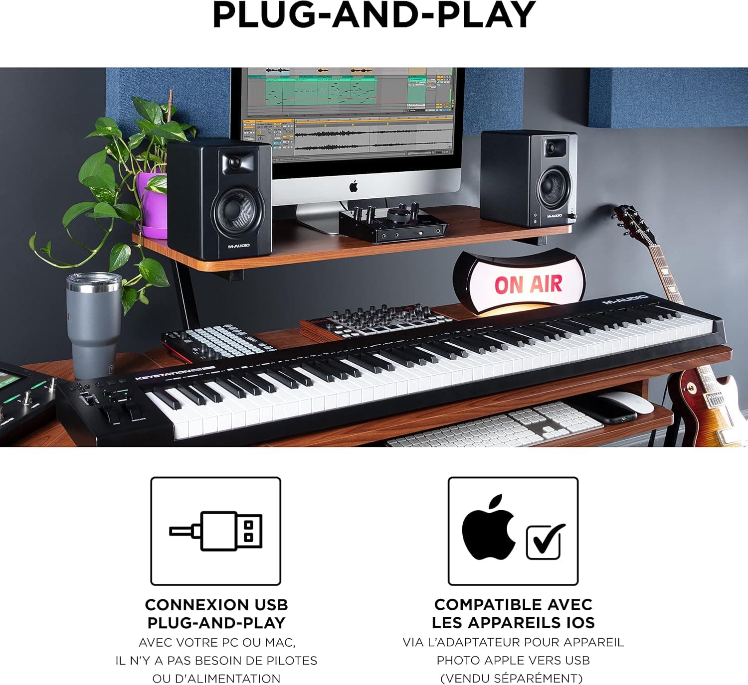 M-Audio Keystation 88 MK3 et SP-2 – Clavier maitre USB MIDI 88 touches semi-lestées, DAWs et Pédale de Sustain Universelle de Type Piano