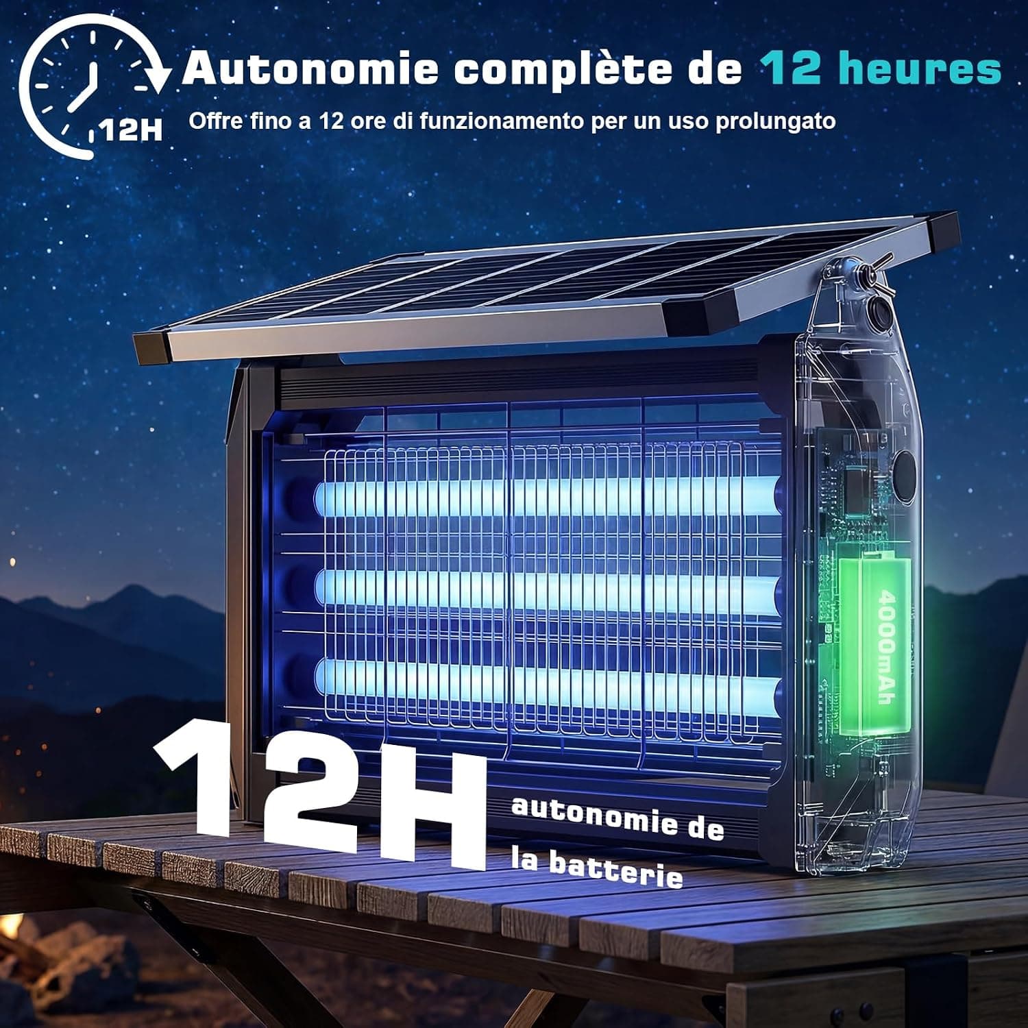 Désinsectiseur Électrique Solaire 10W Extérieur - Lampe Anti-Moustiques