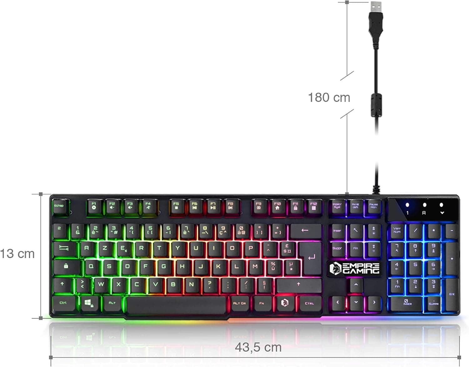EMPIRE GAMING - Clavier Gamer Nouveau K300 (AZERTY) - 105 Touches Semi-Mécaniques - Rétroéclairage LED RGB - 19 Keys Anti-Ghosting - 12 Raccourcis Multimédia - USB Filaire