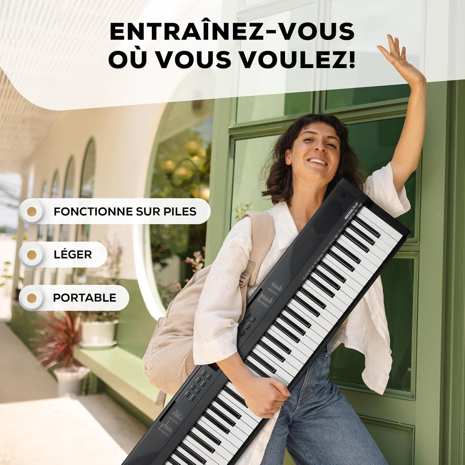 Alesis Recital Play Clavier Piano 88 Touches | Portable, 480 Sons, Modes Split/Layer, Cours Inclus, pour Débutants